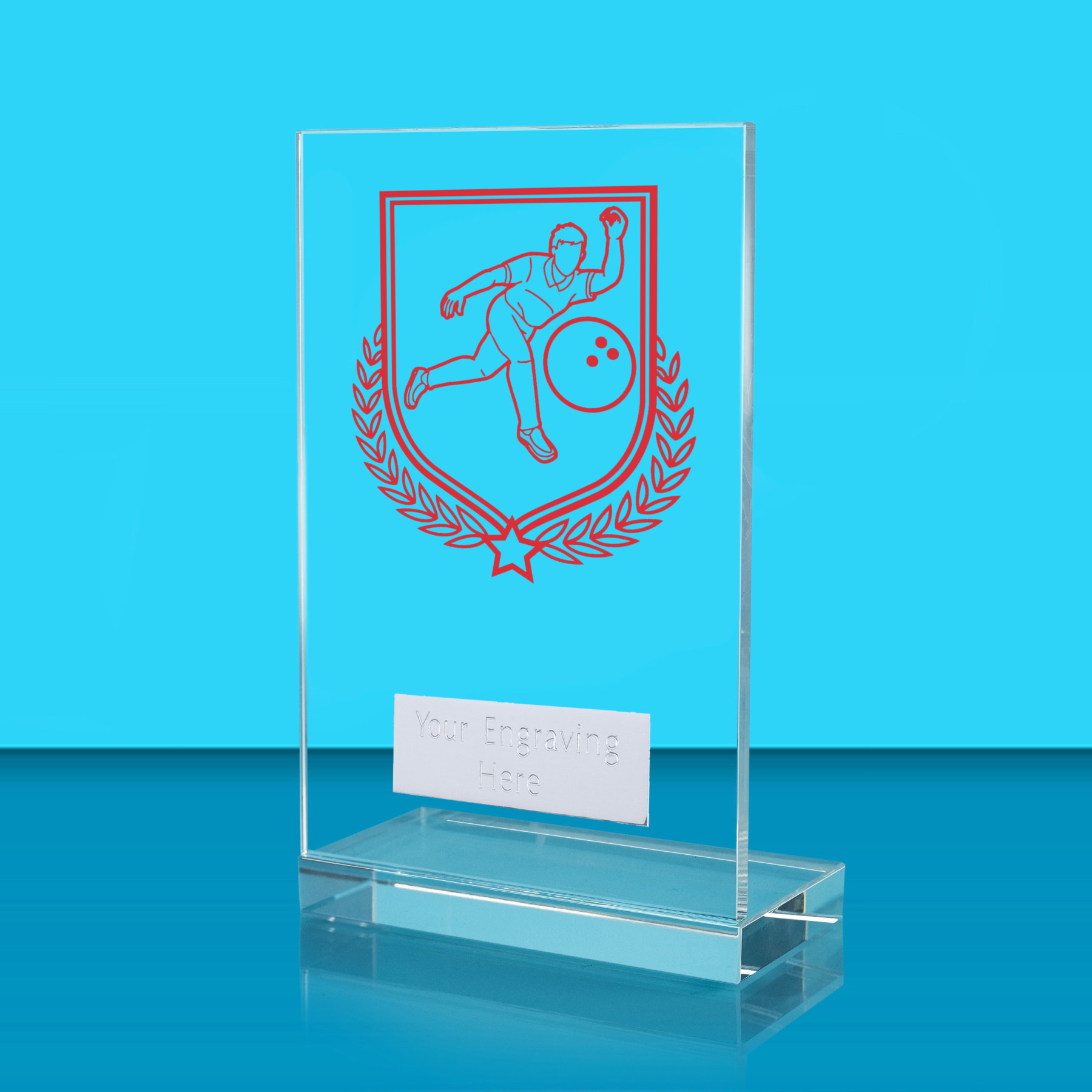 UV Colour Printed Ten Pin Bowling L Shaped Jade Glass Award