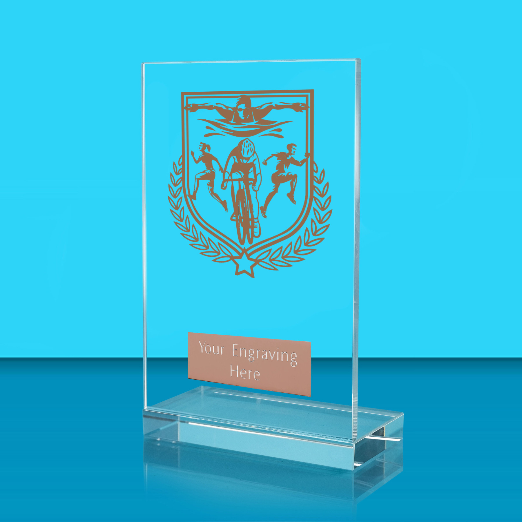 UV Colour Printed Triathlon L Shaped Jade Glass Award