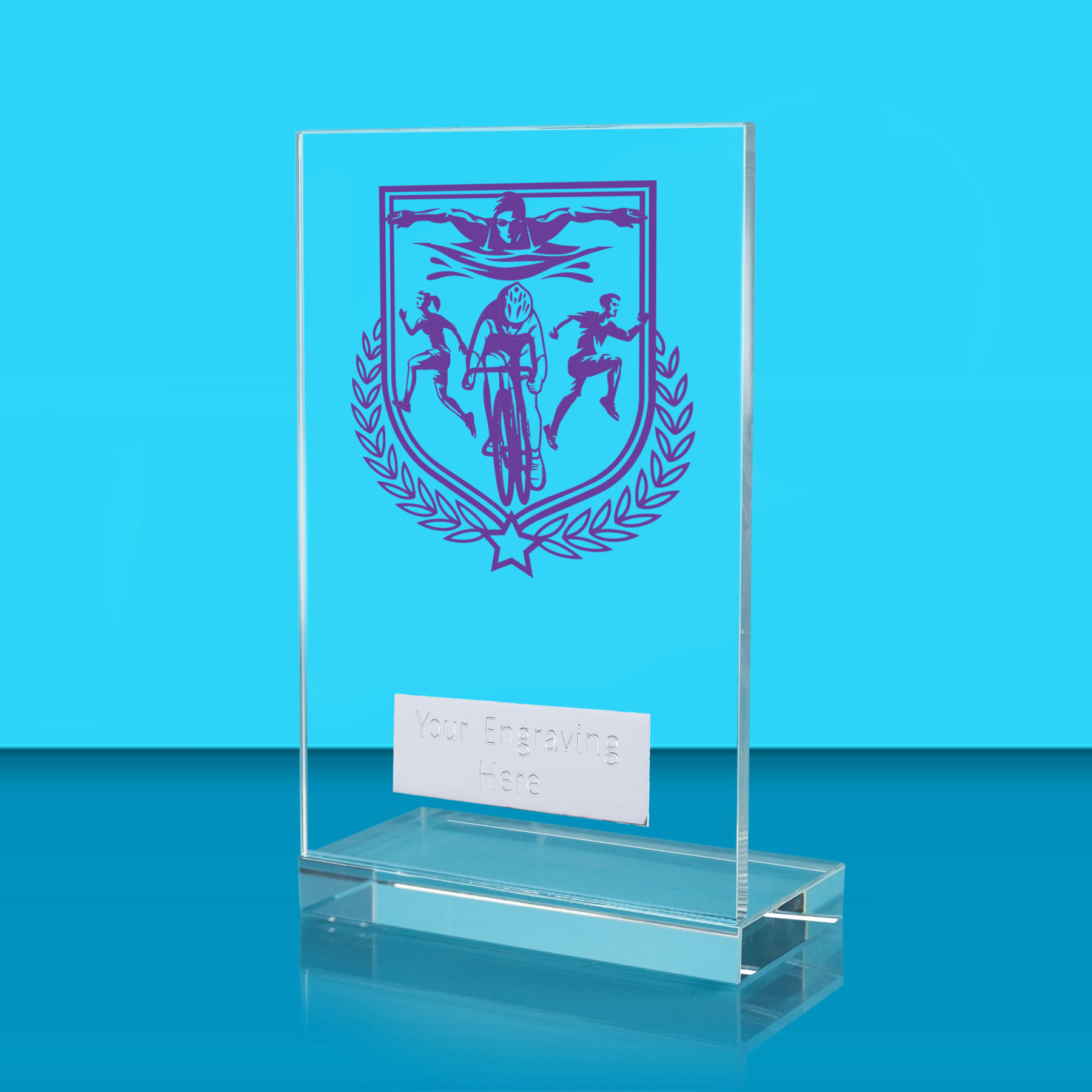 UV Colour Printed Triathlon L Shaped Jade Glass Award