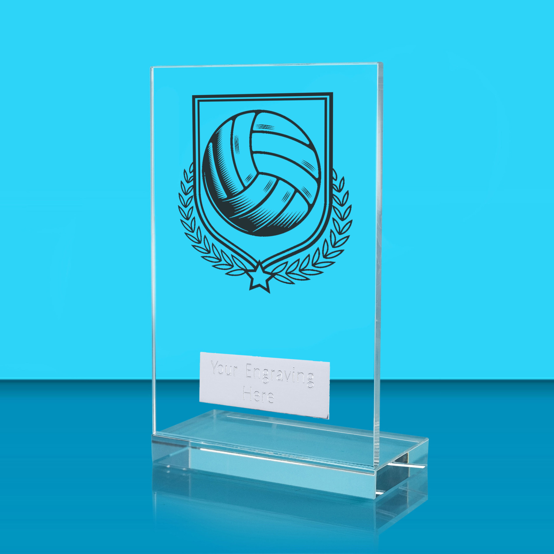 UV Colour Printed Volleyball L Shaped Jade Glass Award