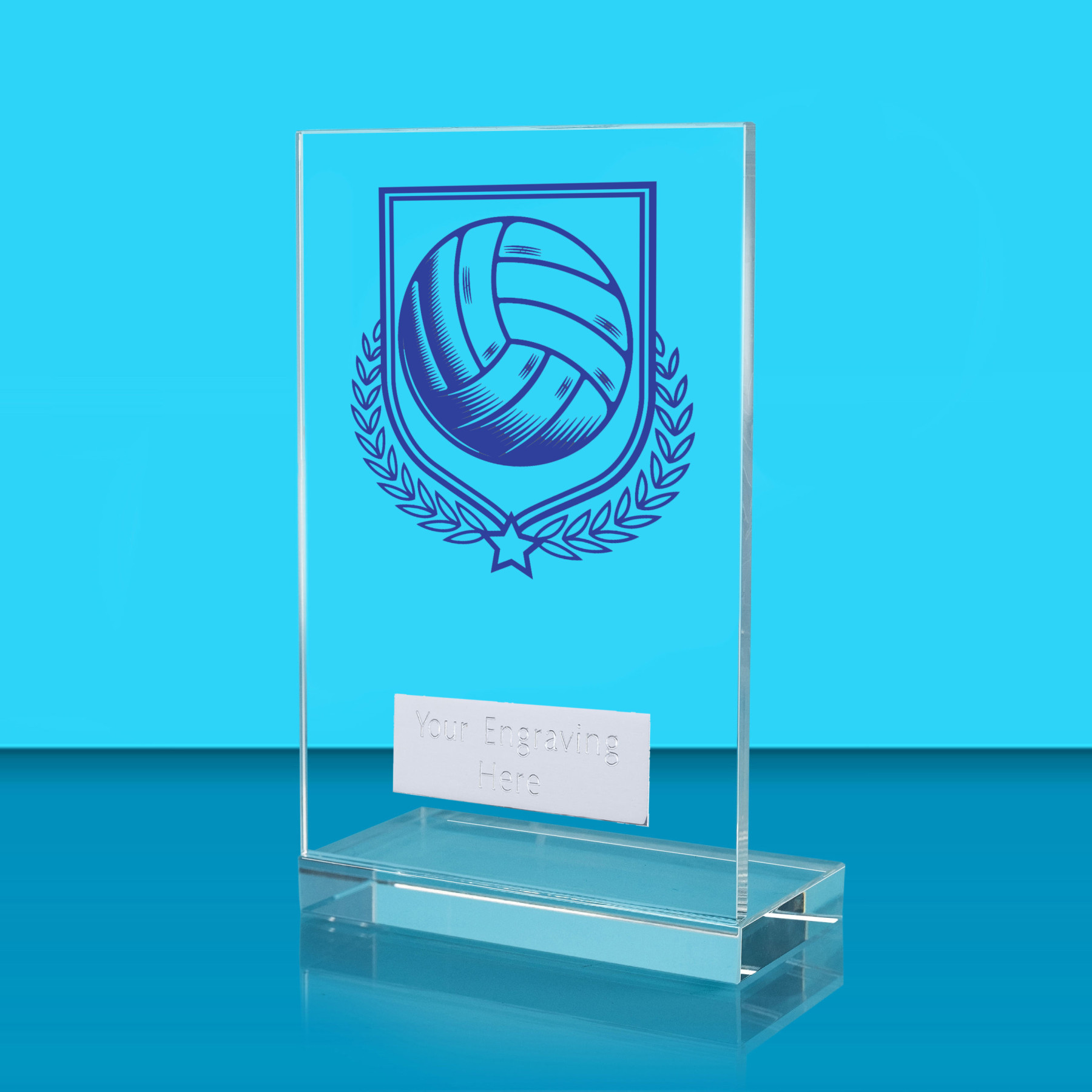 UV Colour Printed Volleyball L Shaped Jade Glass Award