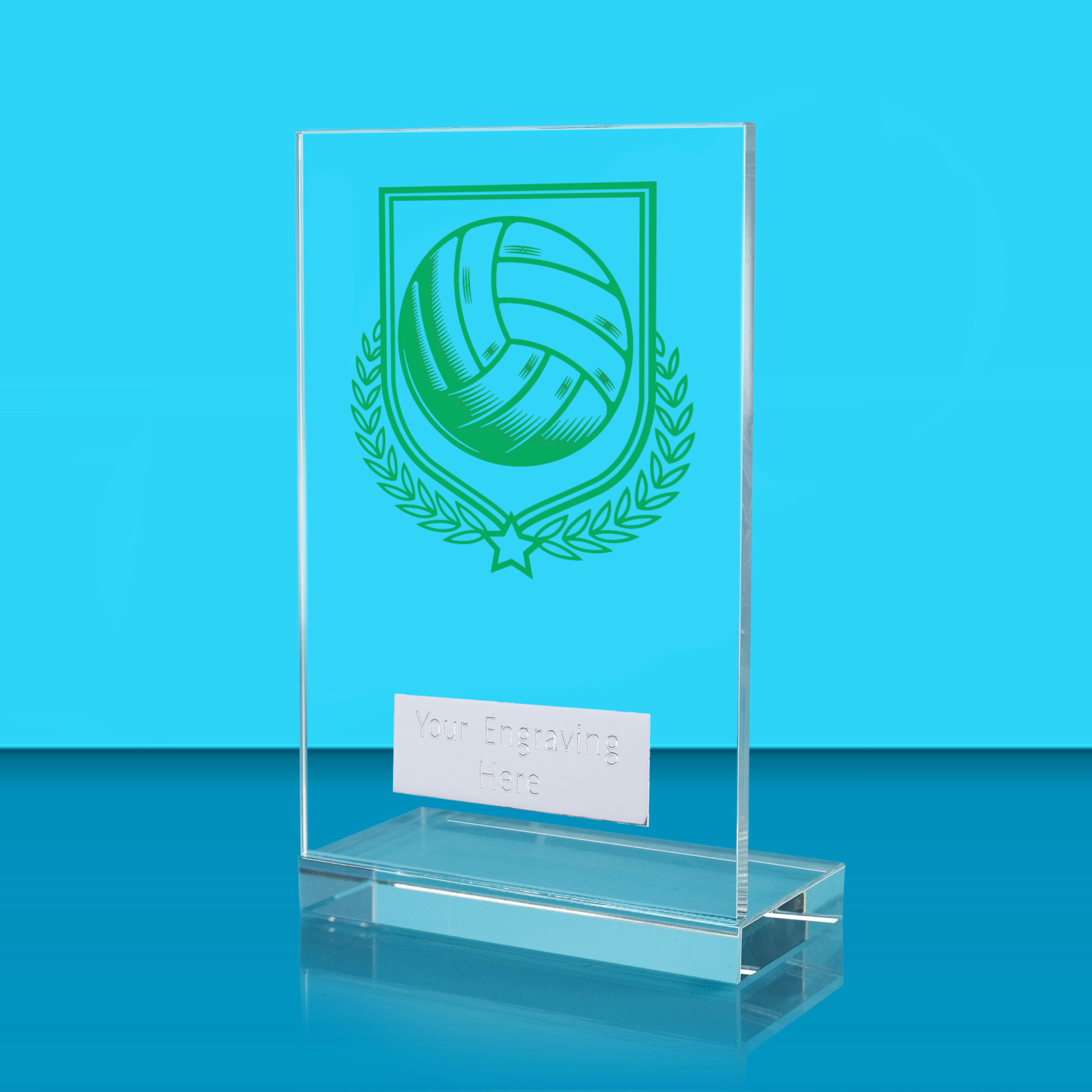 UV Colour Printed Volleyball L Shaped Jade Glass Award