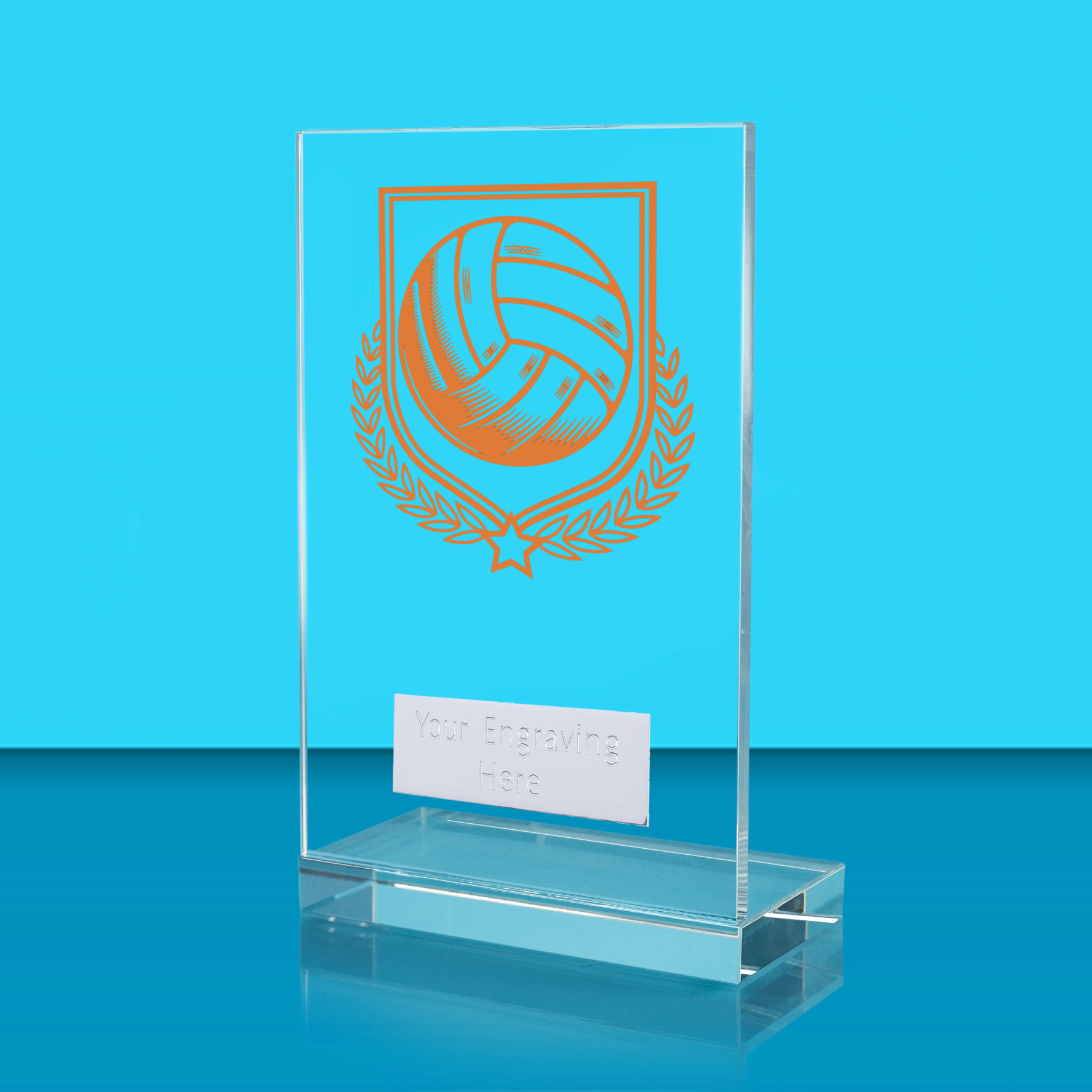 UV Colour Printed Volleyball L Shaped Jade Glass Award
