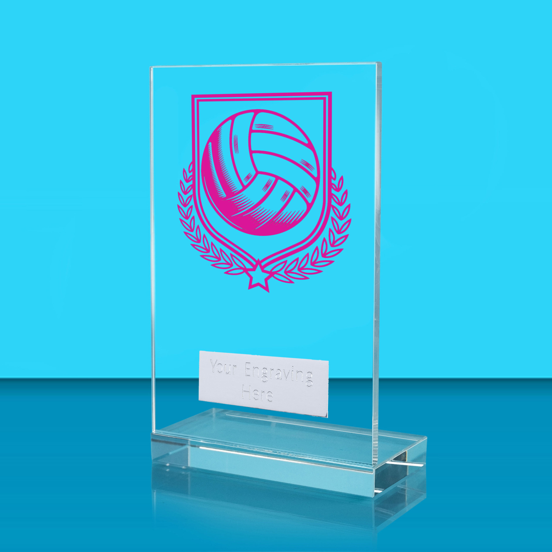 UV Colour Printed Volleyball L Shaped Jade Glass Award