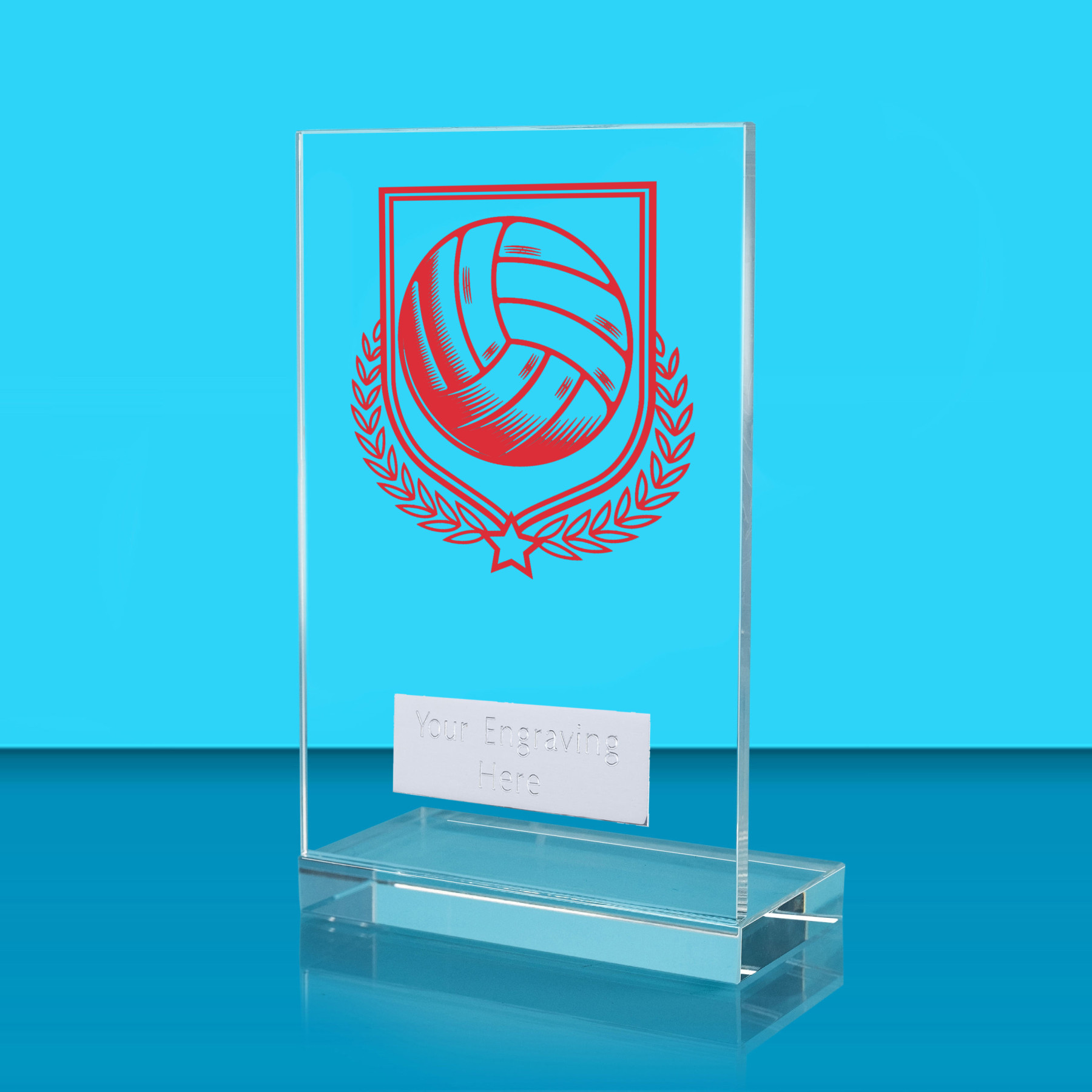 UV Colour Printed Volleyball L Shaped Jade Glass Award