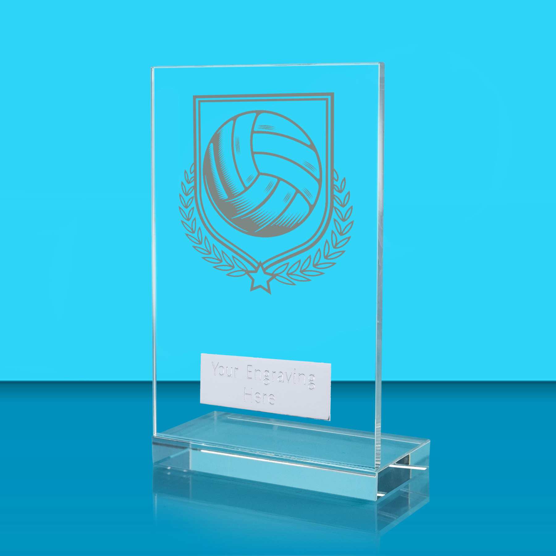 UV Colour Printed Volleyball L Shaped Jade Glass Award
