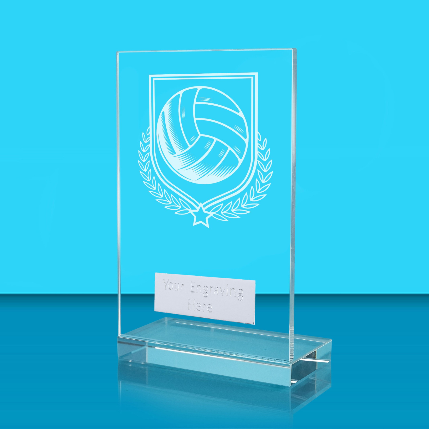 UV Colour Printed Volleyball L Shaped Jade Glass Award