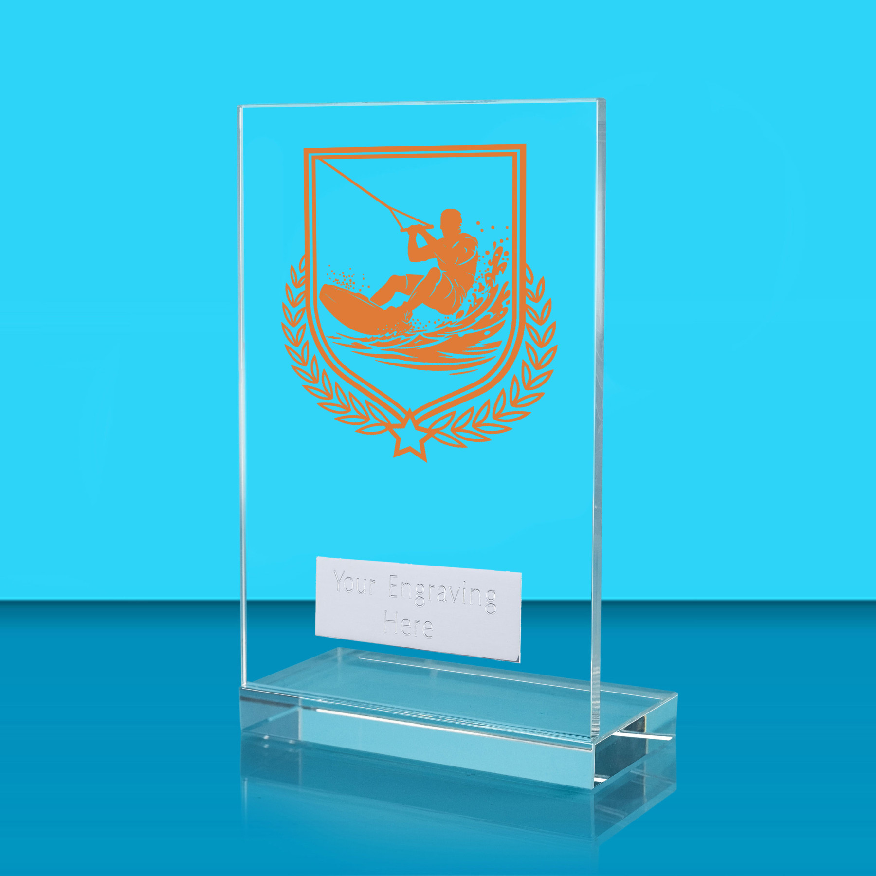 UV Colour Printed Watersports L Shaped Jade Glass Award