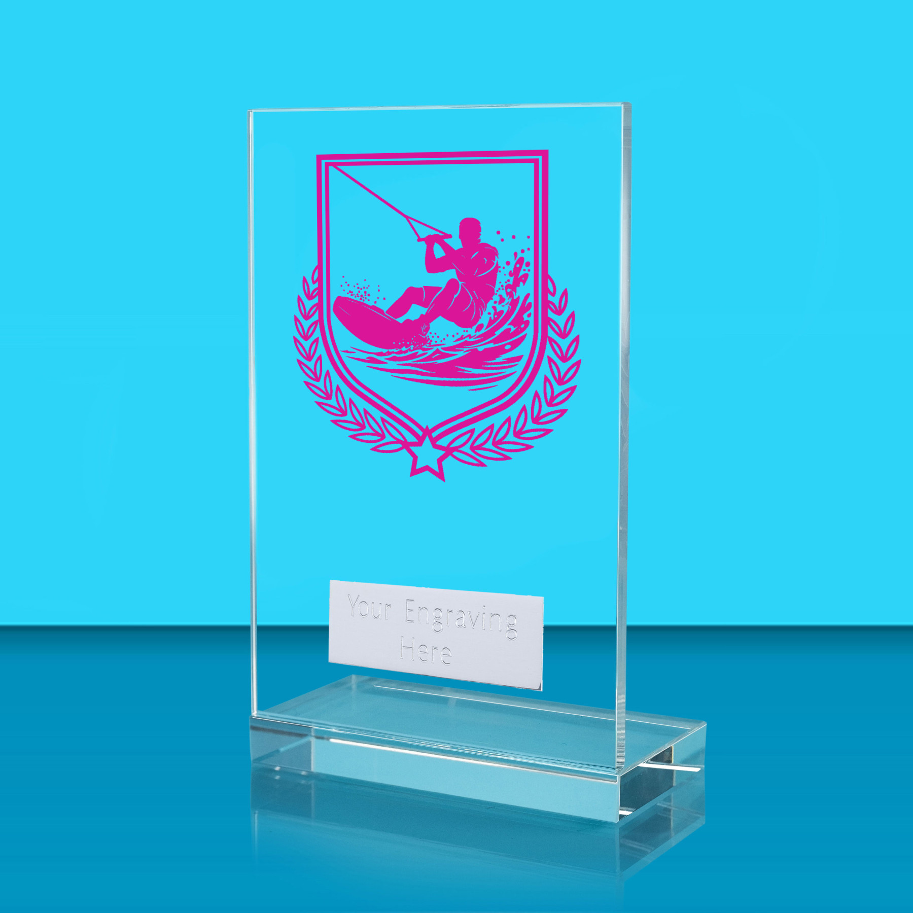 UV Colour Printed Watersports L Shaped Jade Glass Award