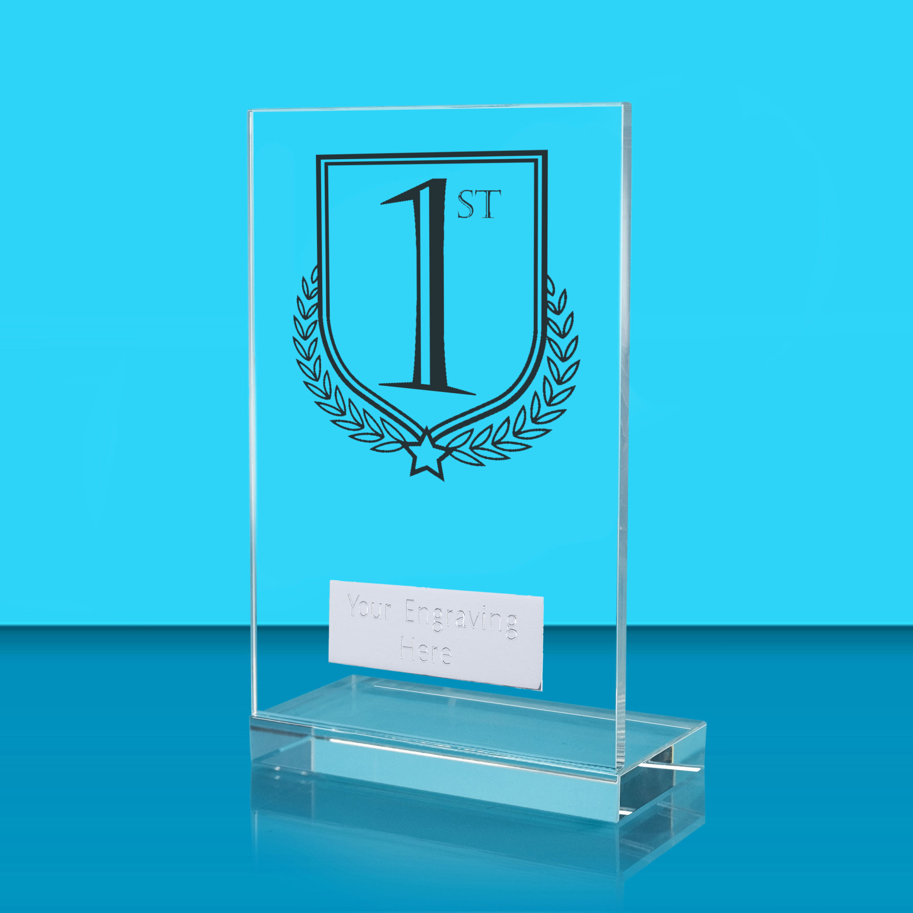 UV Colour Printed 1st, 2nd & 3rd L Shaped Jade Glass Award