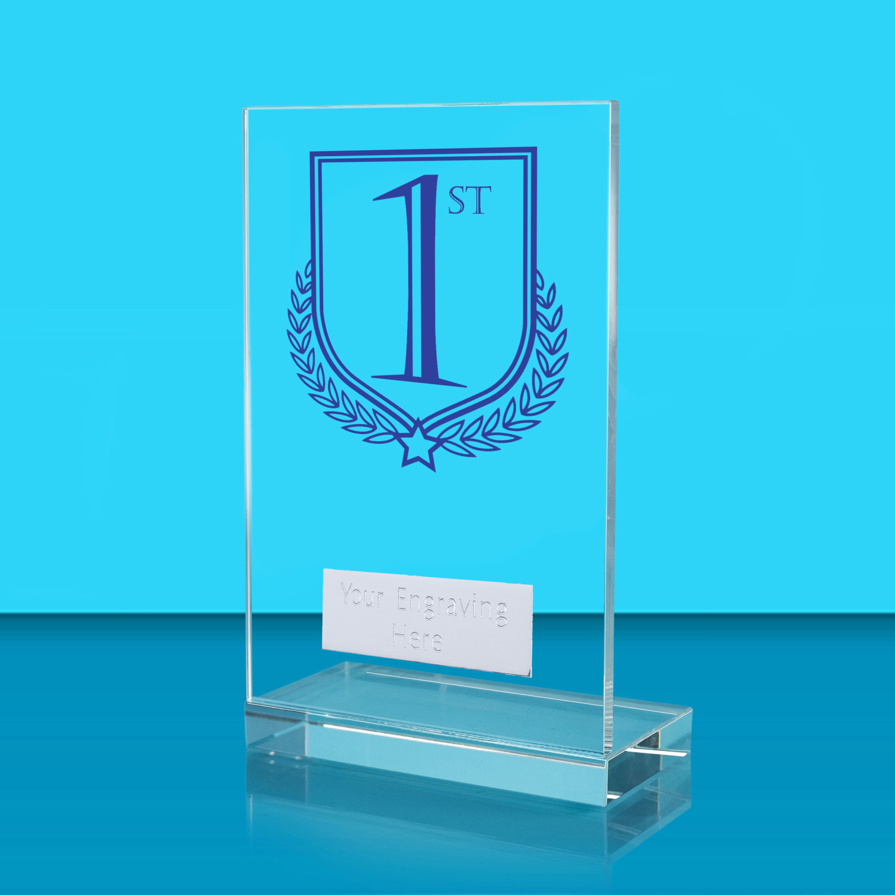 UV Colour Printed 1st, 2nd & 3rd L Shaped Jade Glass Award