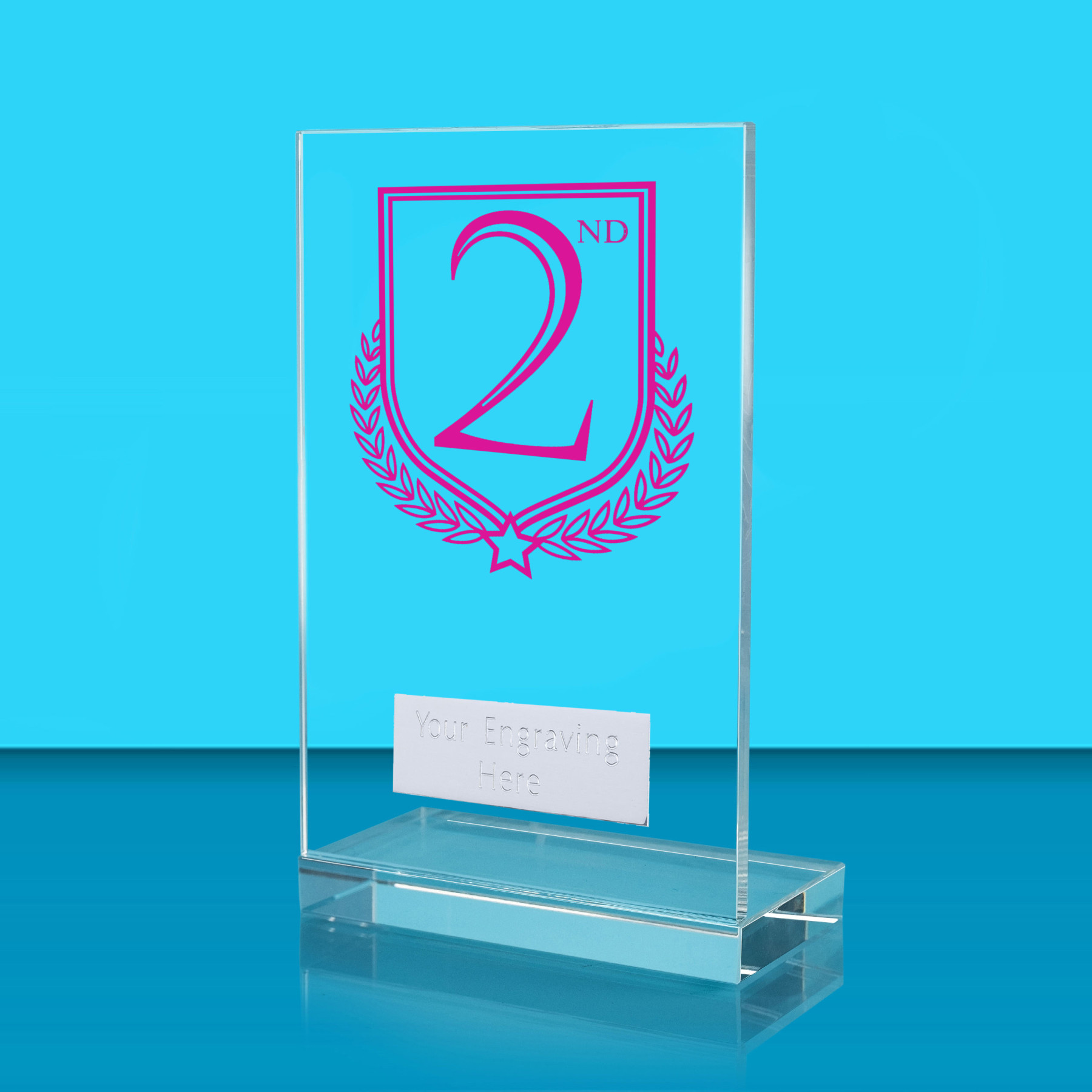 UV Colour Printed 1st, 2nd & 3rd L Shaped Jade Glass Award