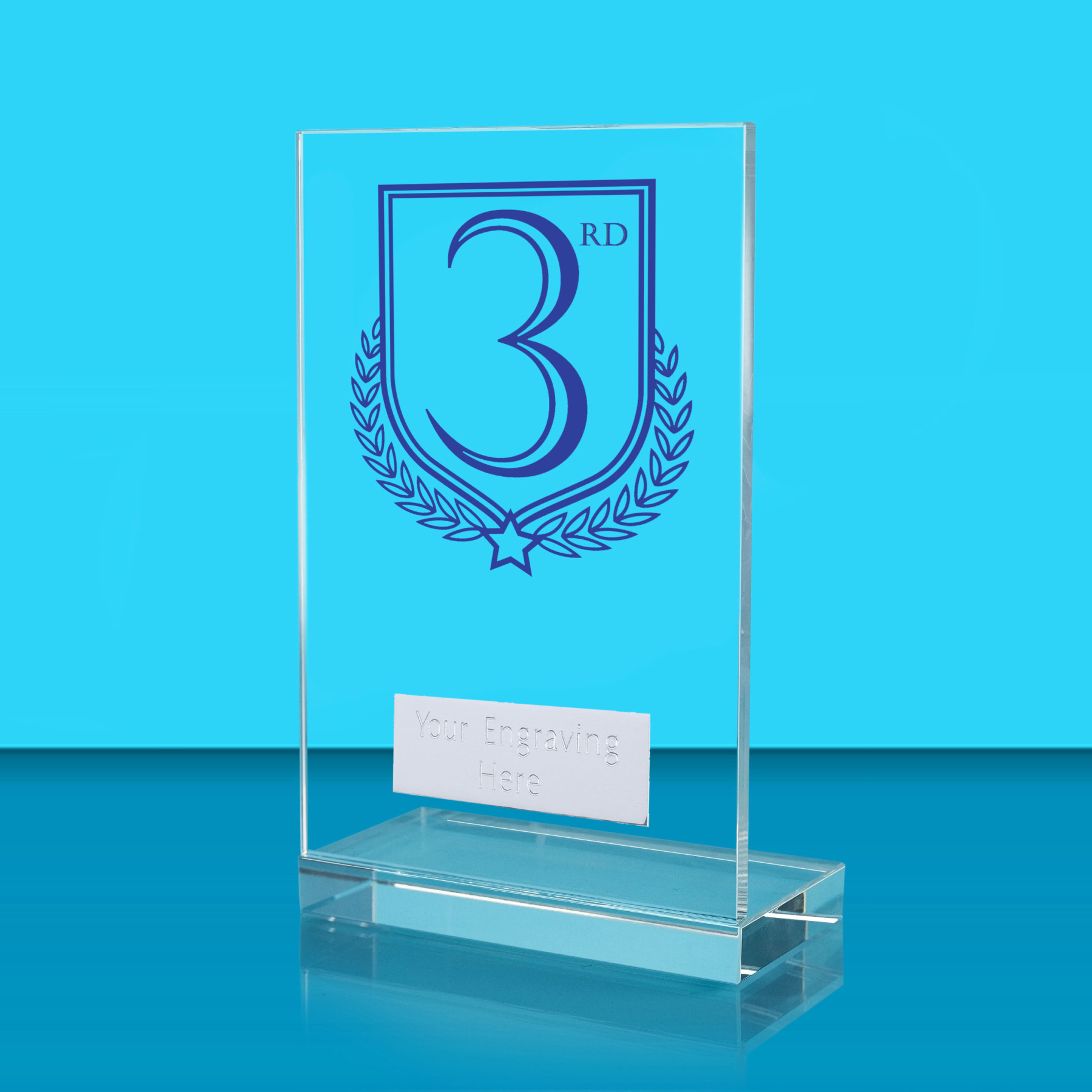 UV Colour Printed 1st, 2nd & 3rd L Shaped Jade Glass Award