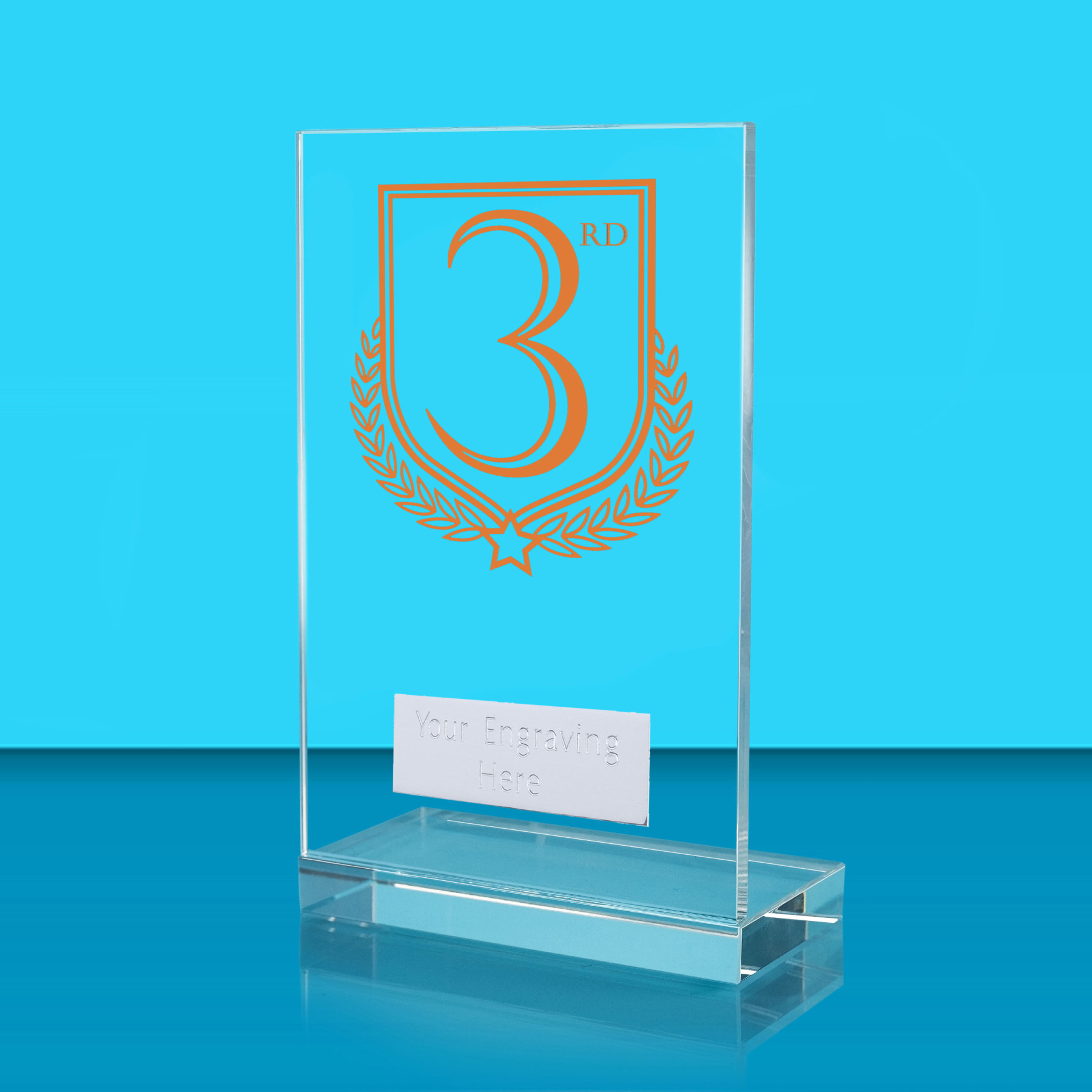 UV Colour Printed 1st, 2nd & 3rd L Shaped Jade Glass Award