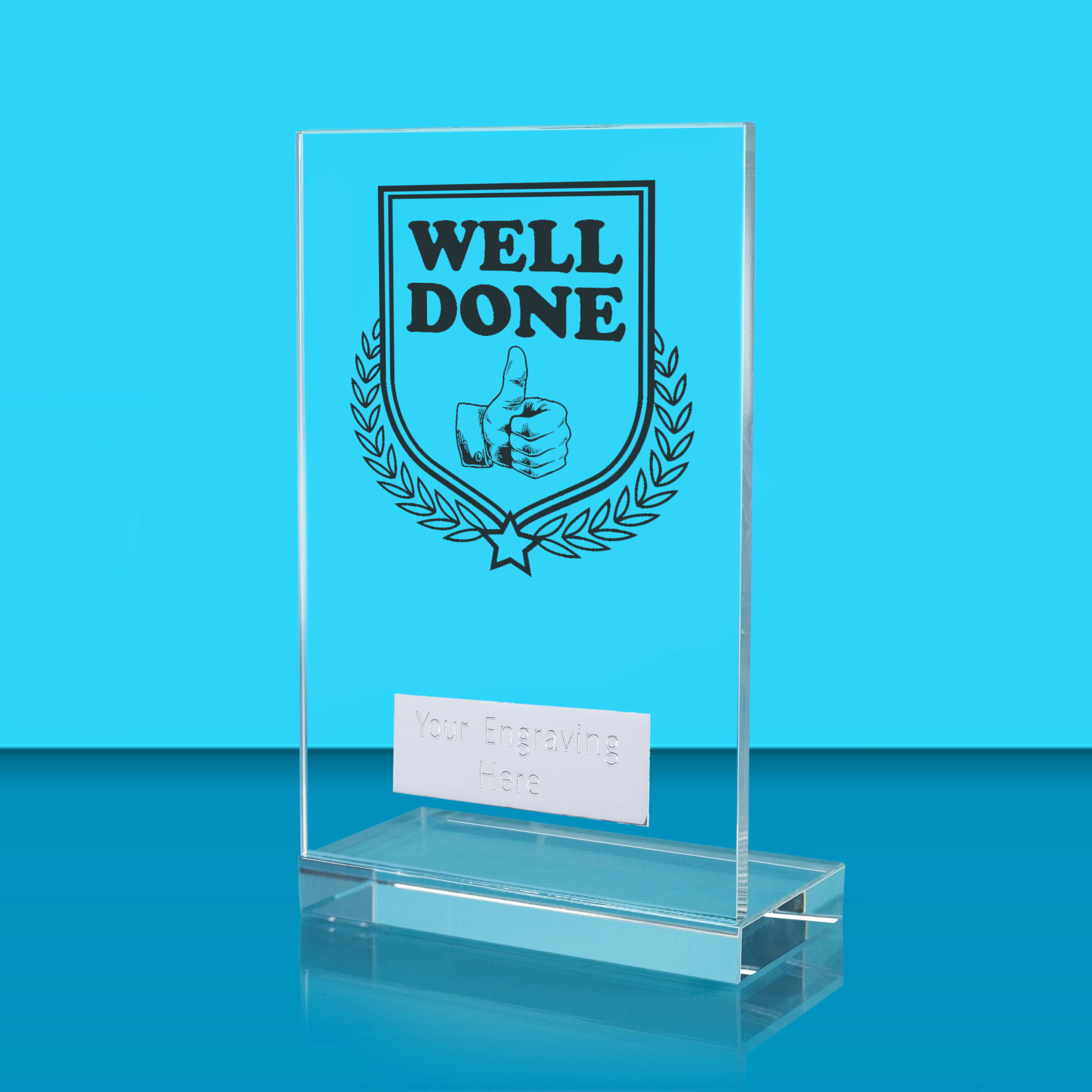 UV Colour Printed Well Done L Shaped Jade Glass Award