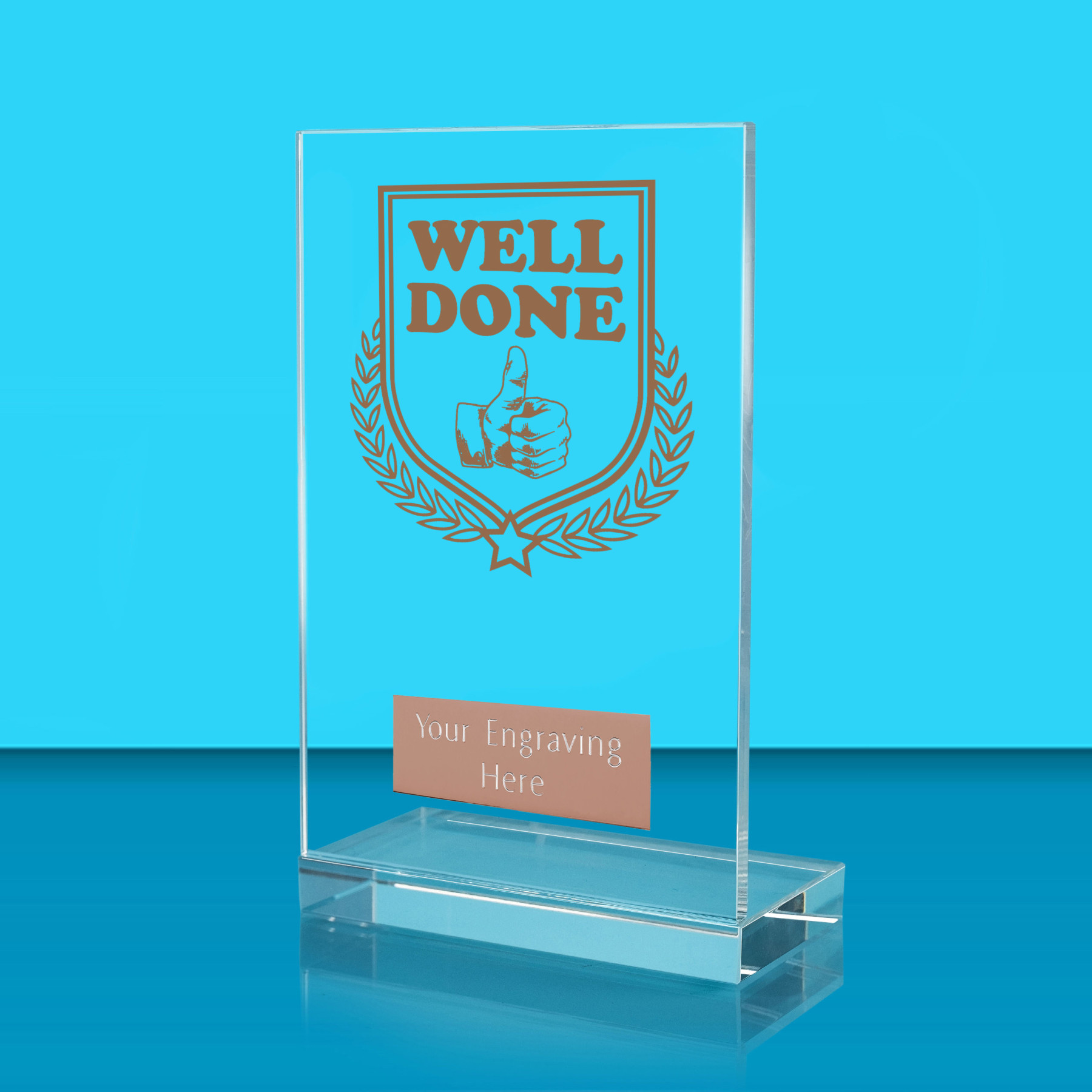 UV Colour Printed Well Done L Shaped Jade Glass Award