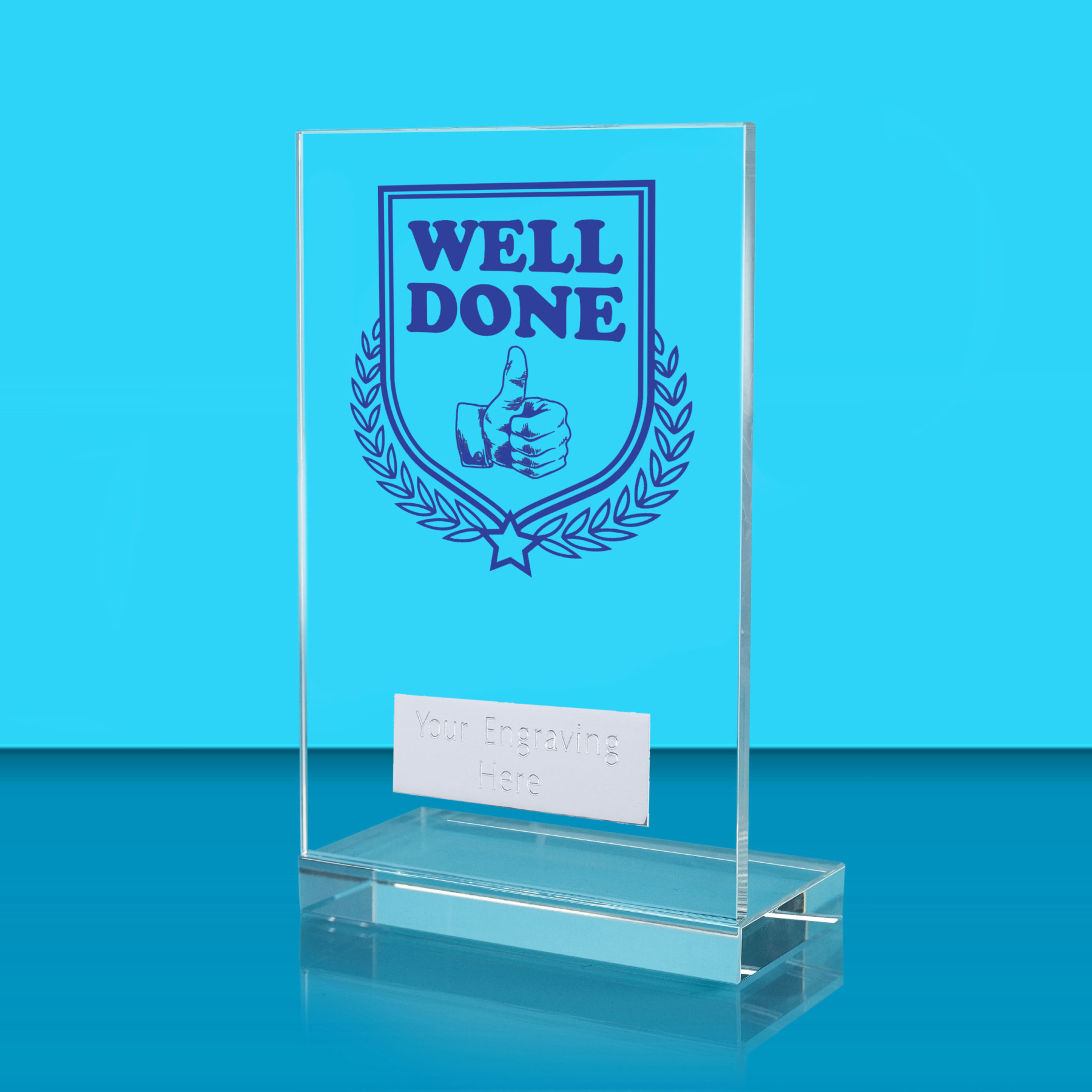 UV Colour Printed Well Done L Shaped Jade Glass Award