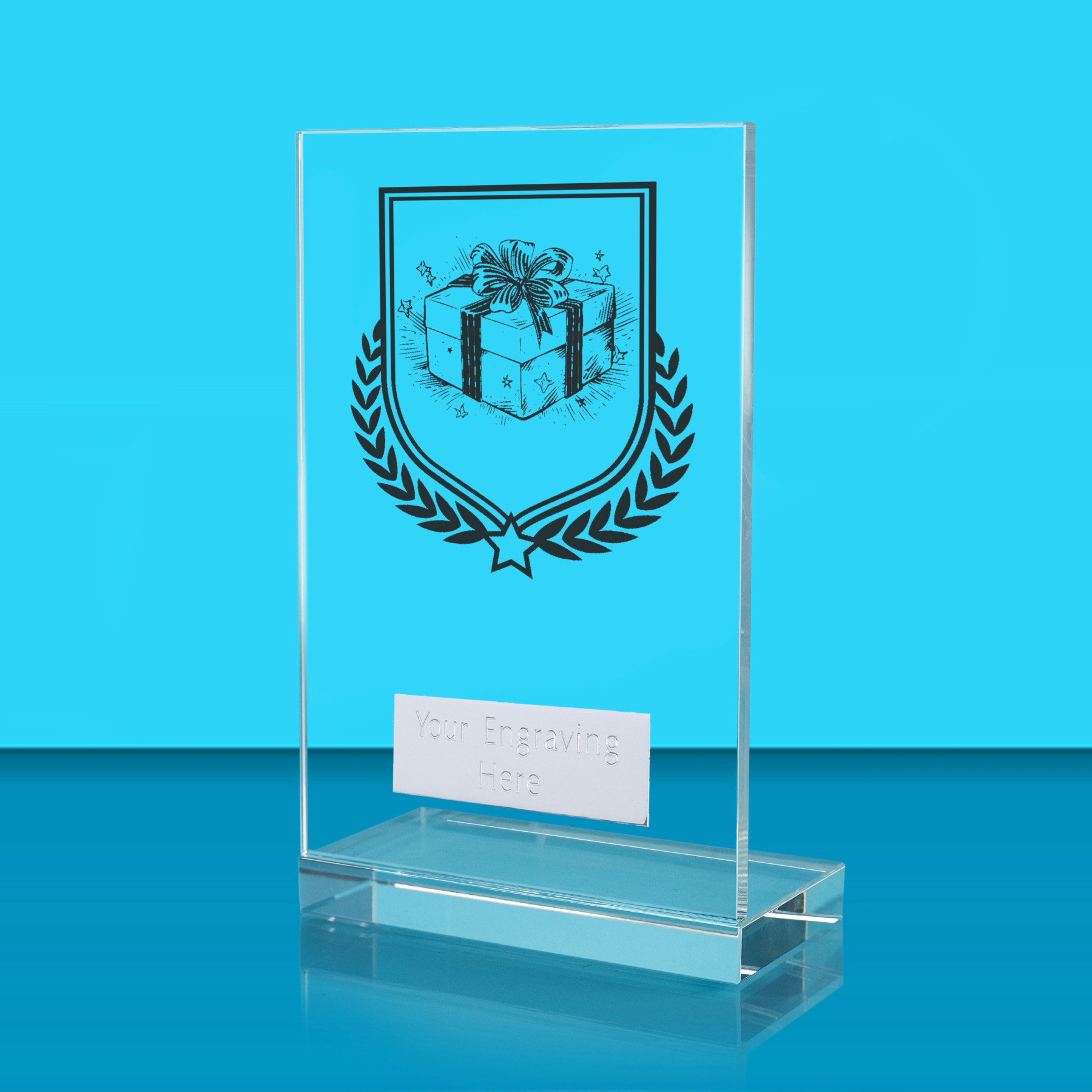 UV Colour Printed Christmas L Shaped Jade Glass Award