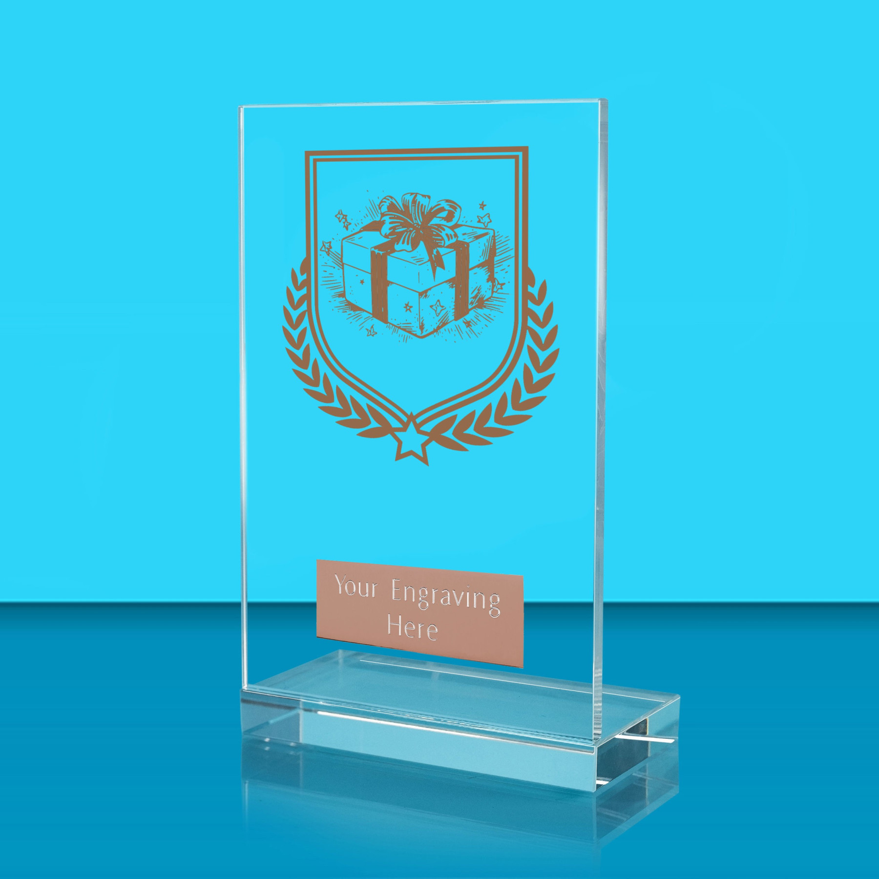 UV Colour Printed Christmas L Shaped Jade Glass Award