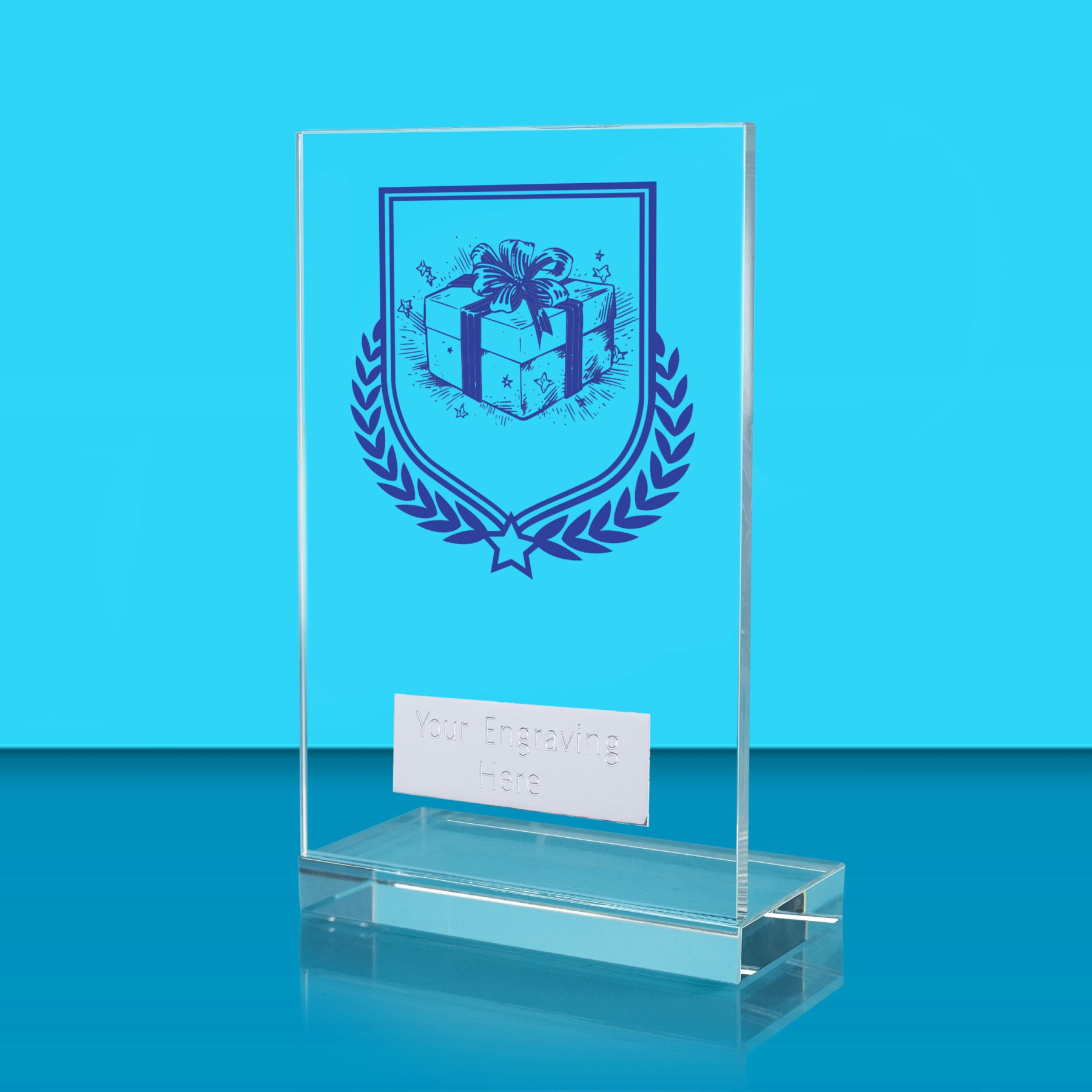 UV Colour Printed Christmas L Shaped Jade Glass Award
