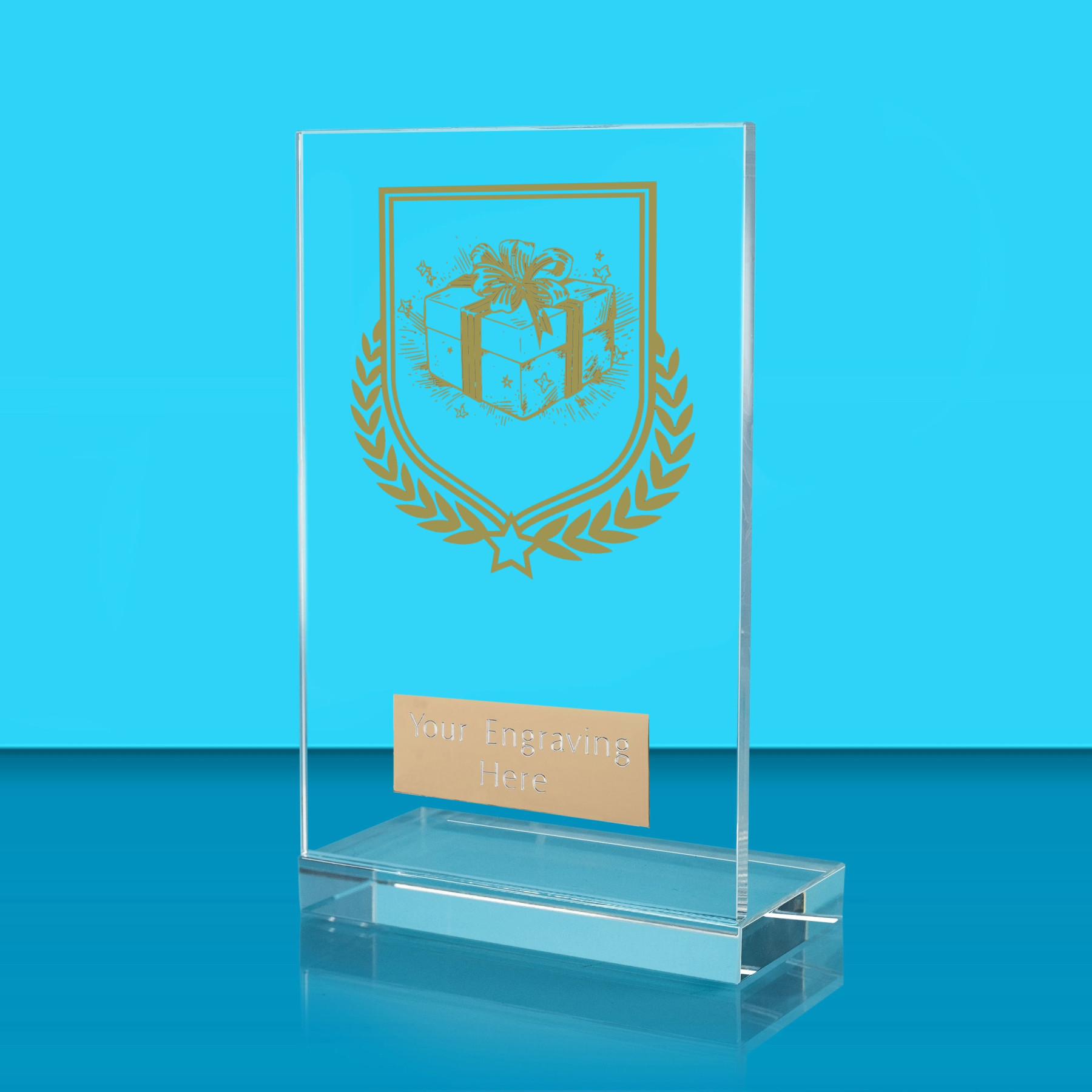 UV Colour Printed Christmas L Shaped Jade Glass Award