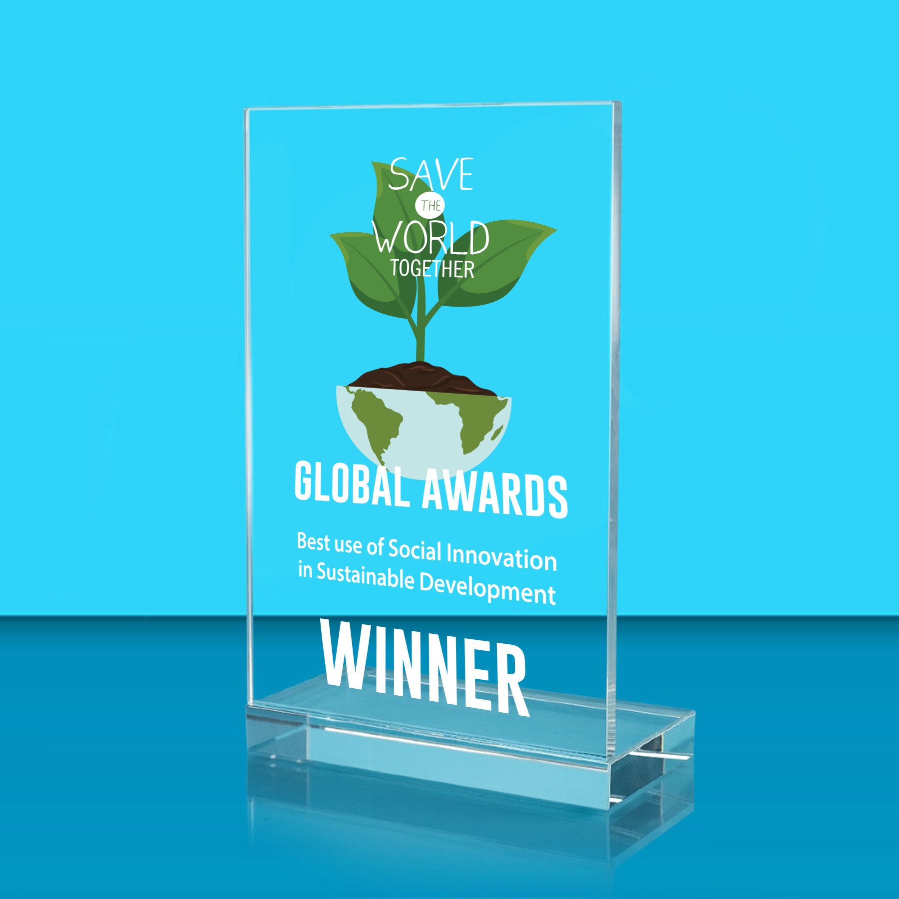 Colour Printed L Shaped Jade Glass Award