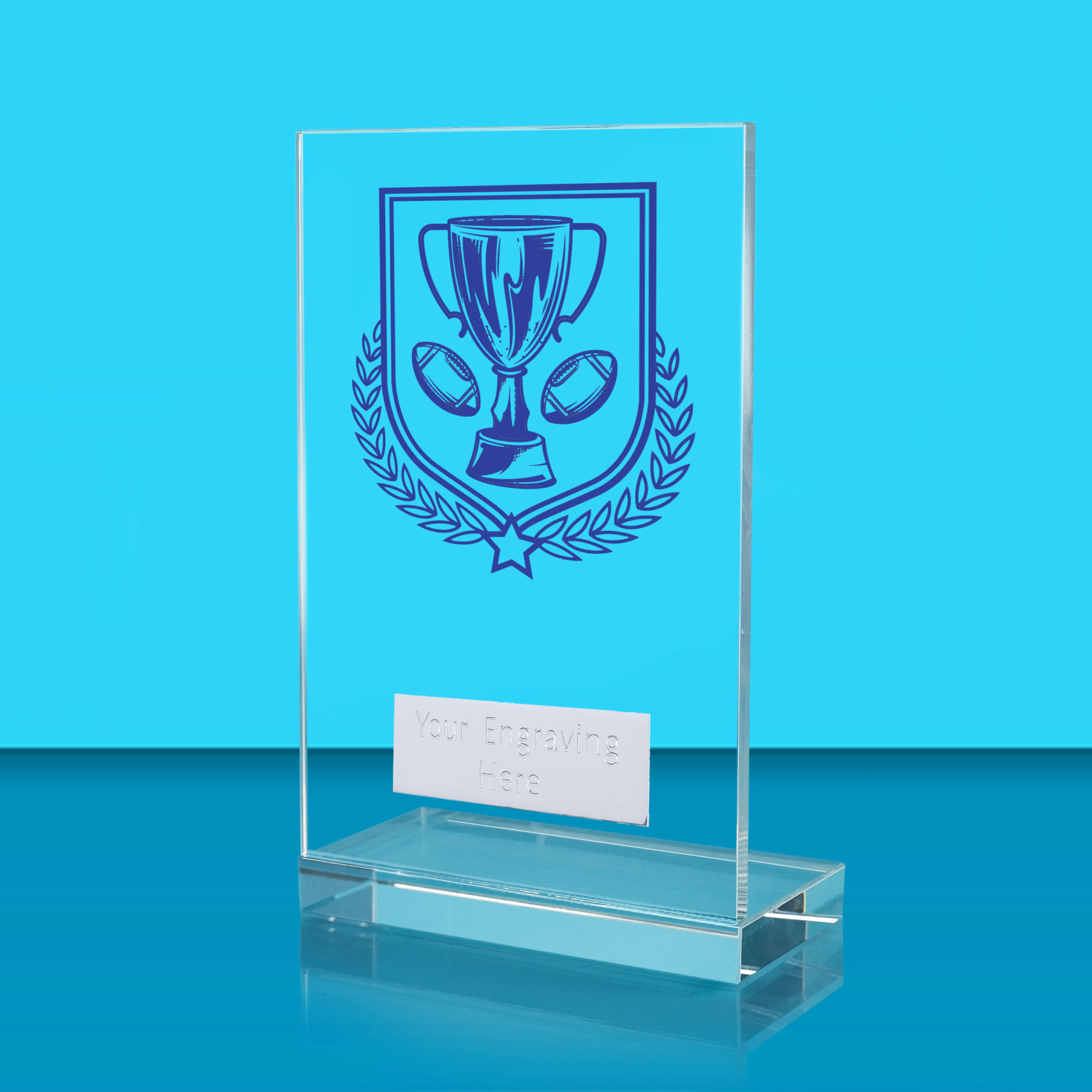 UV Colour Printed American Football L Shaped Jade Glass Award