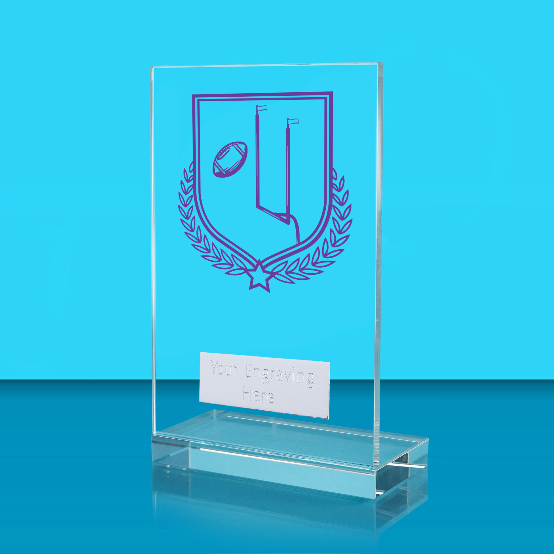UV Colour Printed American Football L Shaped Jade Glass Award