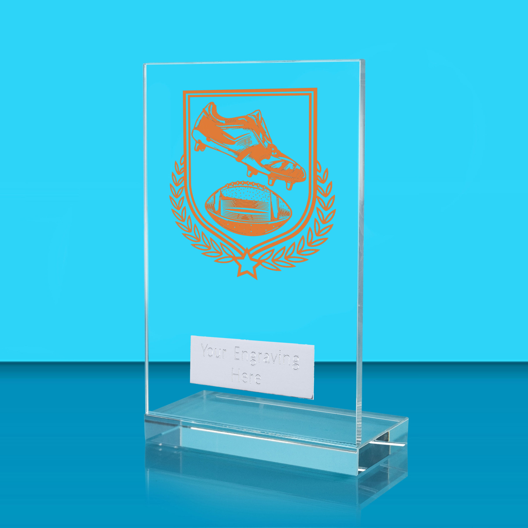 UV Colour Printed American Football L Shaped Jade Glass Award