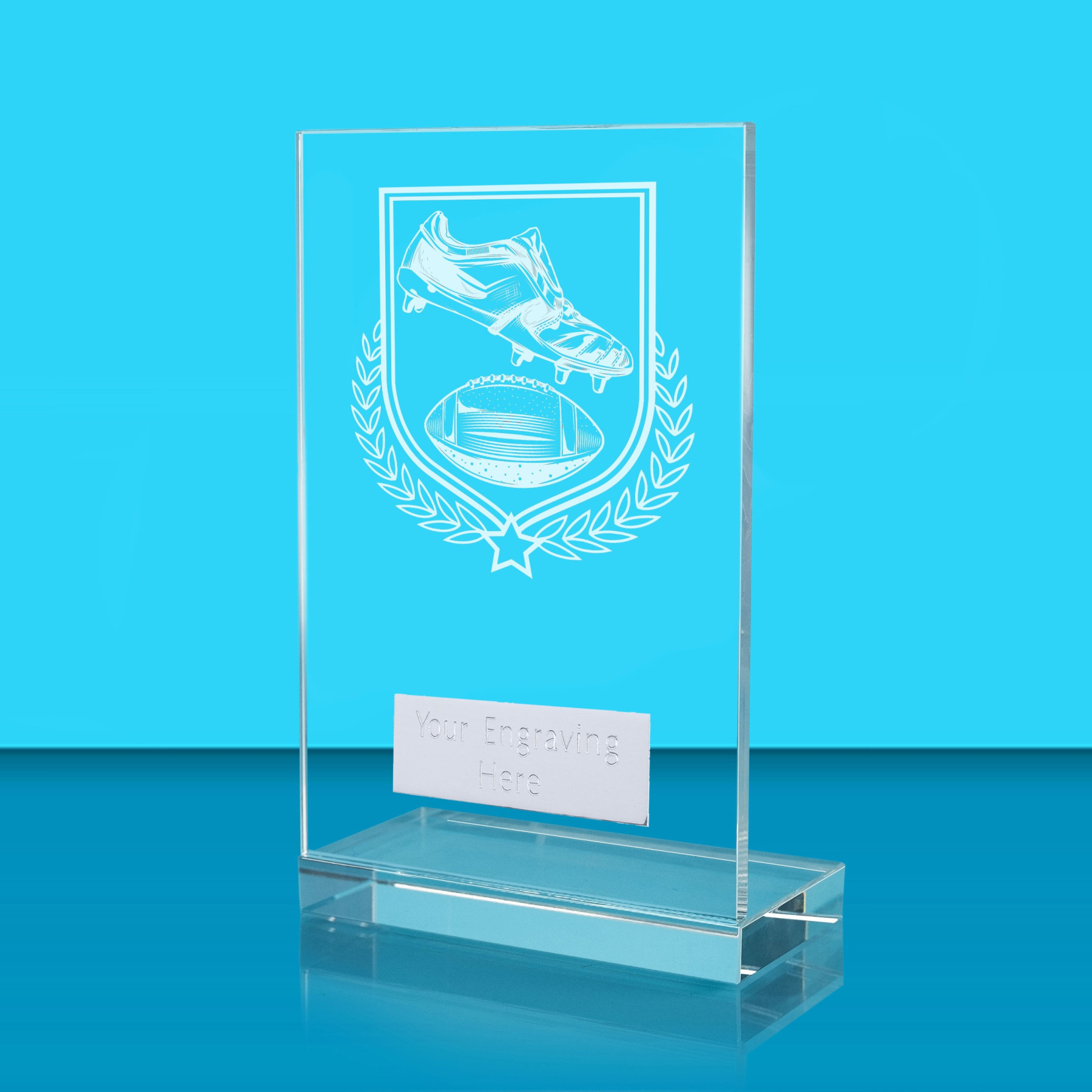 UV Colour Printed American Football L Shaped Jade Glass Award