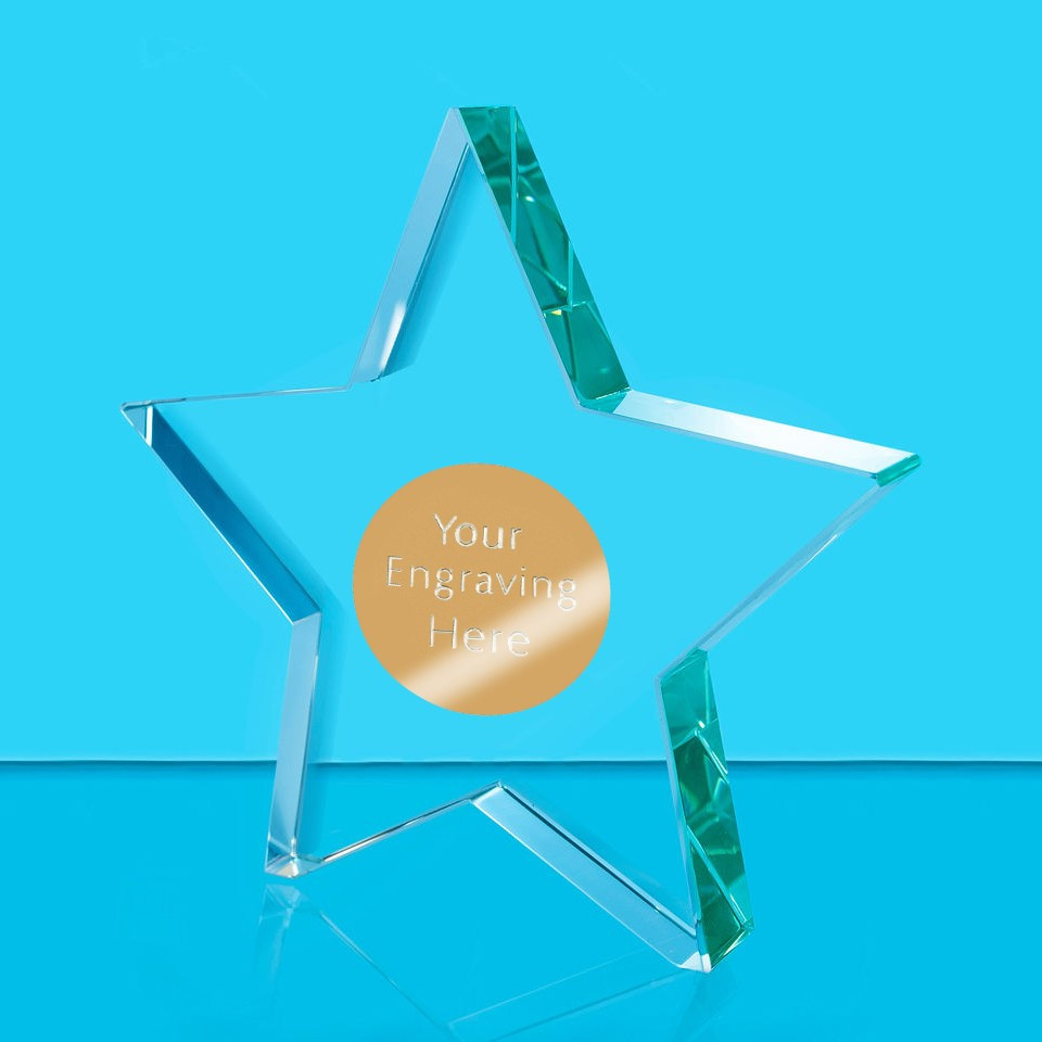 Engraved Plate Glass Award with Engraved Plate