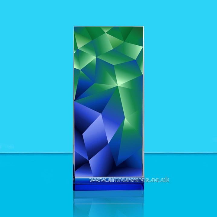 Egyptian Blue Vector Crystal Wedge Award - Emerald