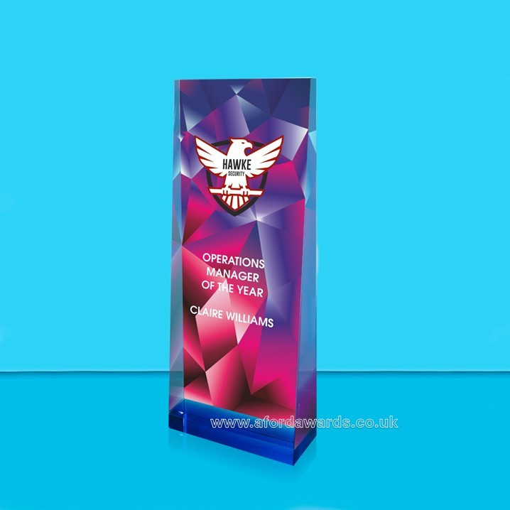 Egyptian Blue Vector Crystal Wedge Award - Ruby
