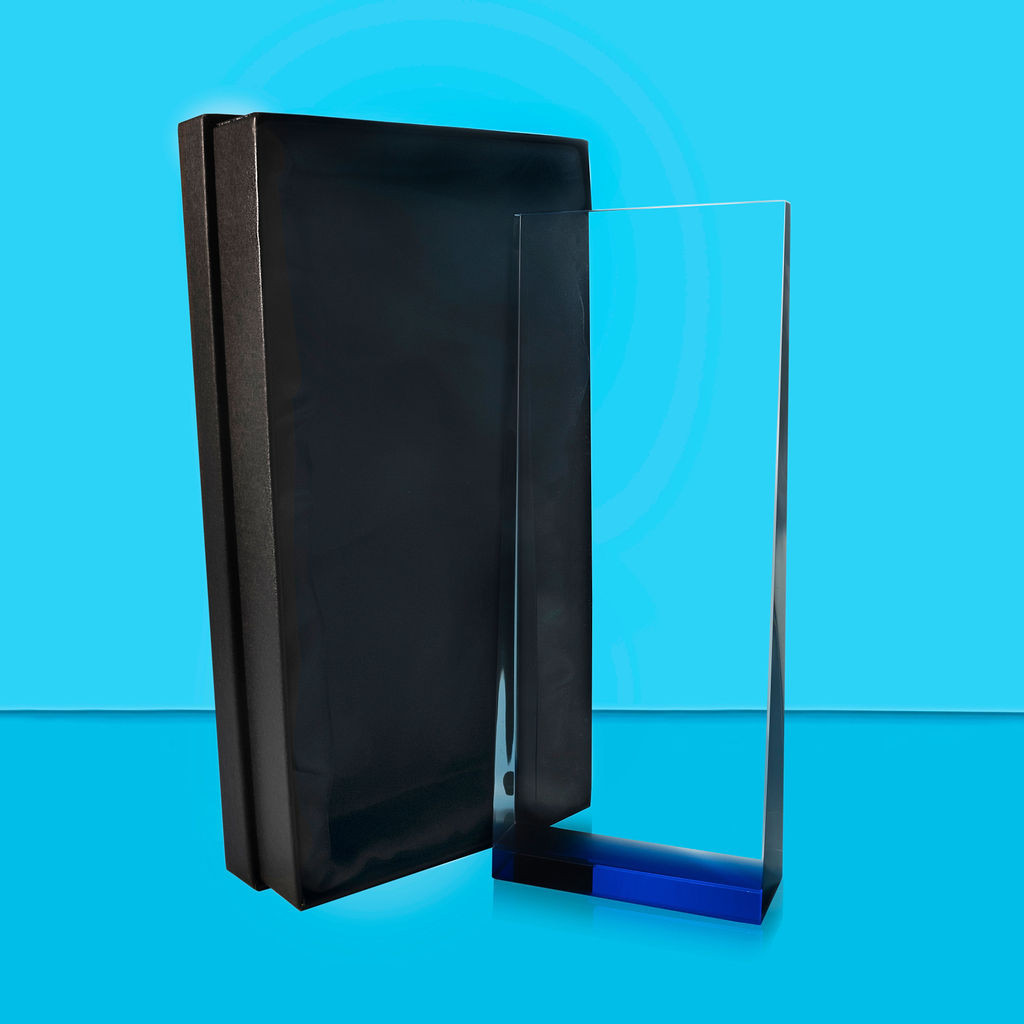 Egyptian Blue Crystal Wedge Award - UV Colour Printing