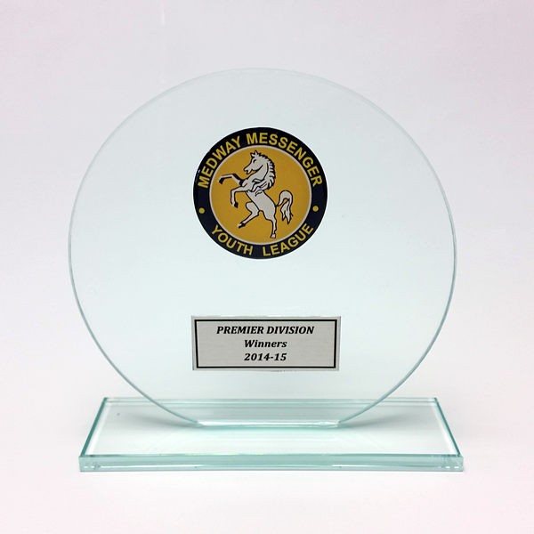 Jade Clear Glass Football Trophy