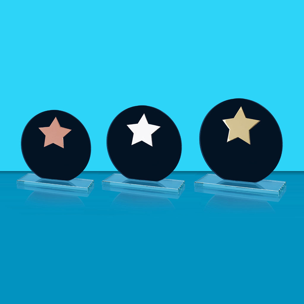 Jade Black Glass Award with Star