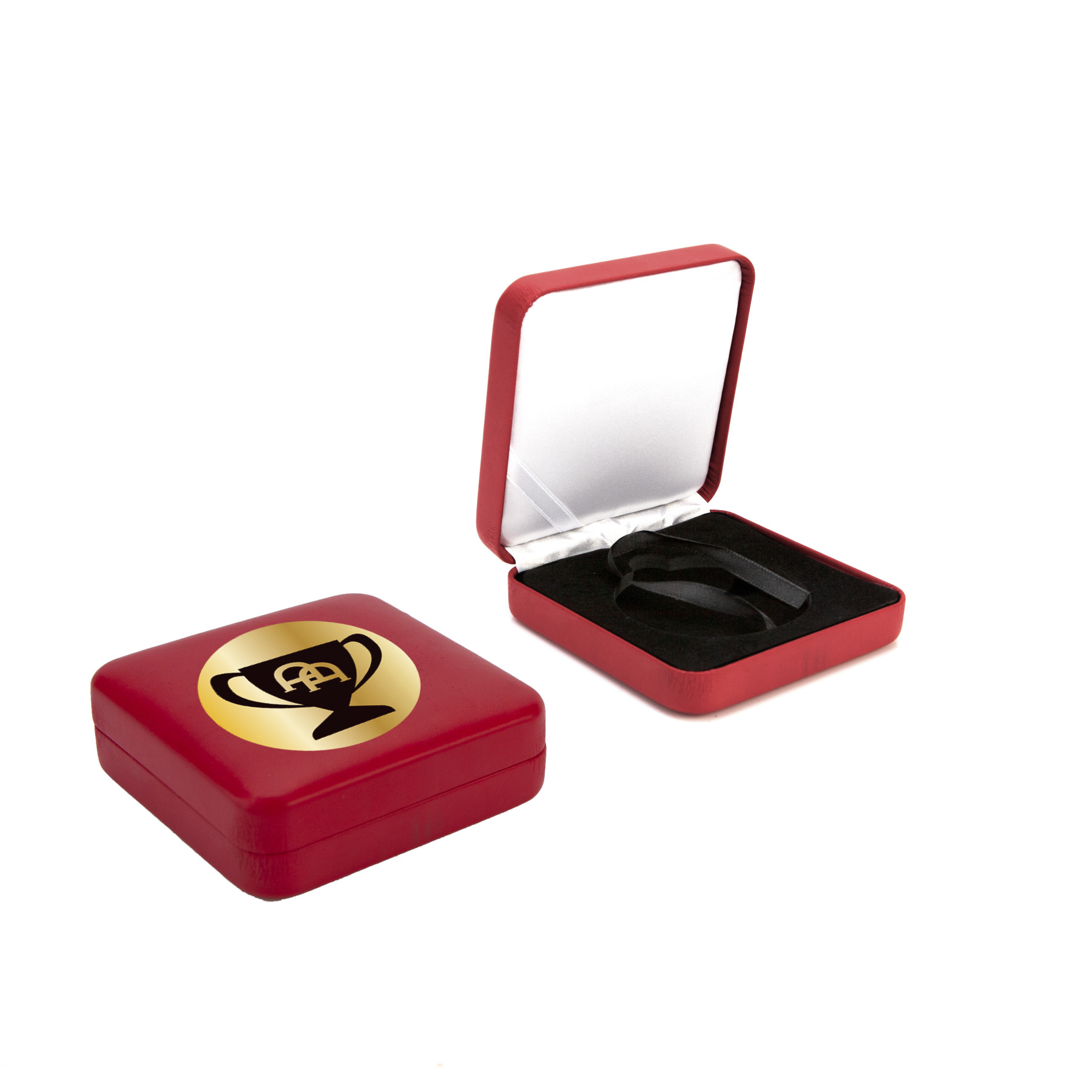 Colour Printed Red Leatherette Medal Box for 50mm Medal