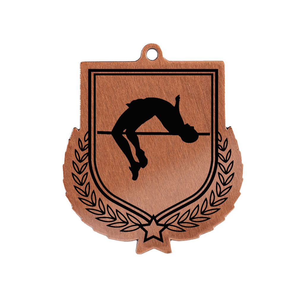 Colour Printed Pole Vault Shield Shaped Medal