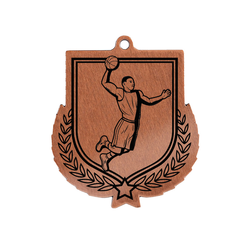 Colour Printed Basketball Shield Shaped Medal