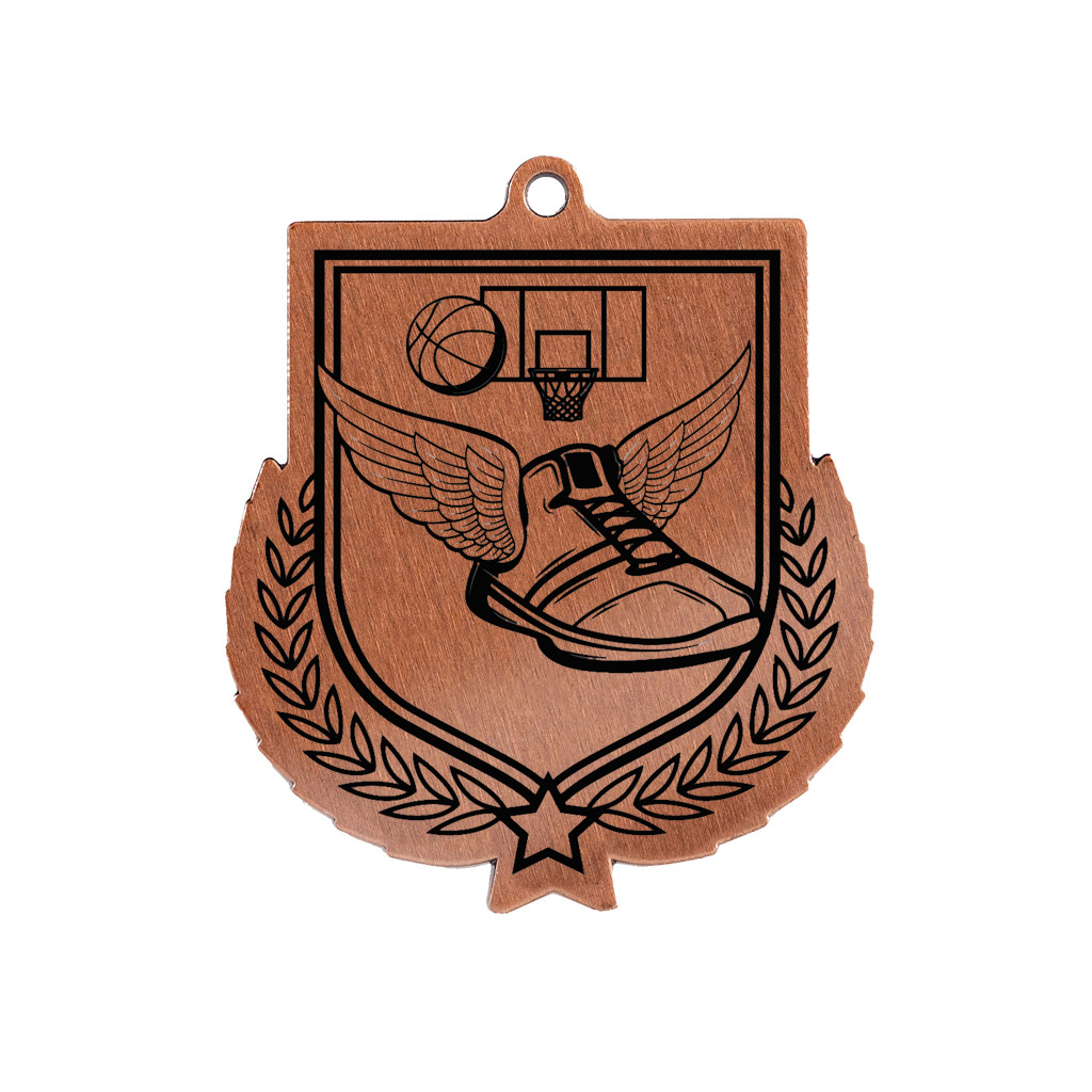 Colour Printed Basketball Shield Shaped Medal