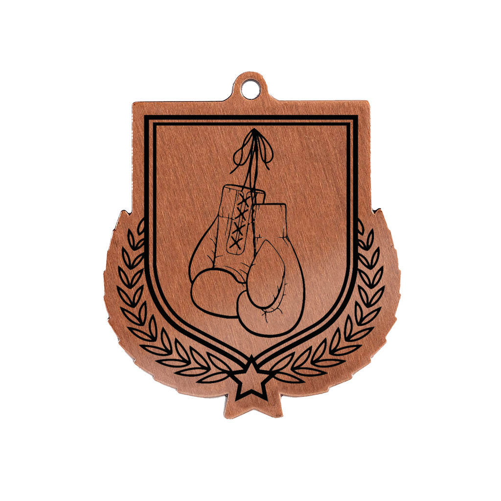 Colour Printed Boxing Gloves Shield Shaped Medal