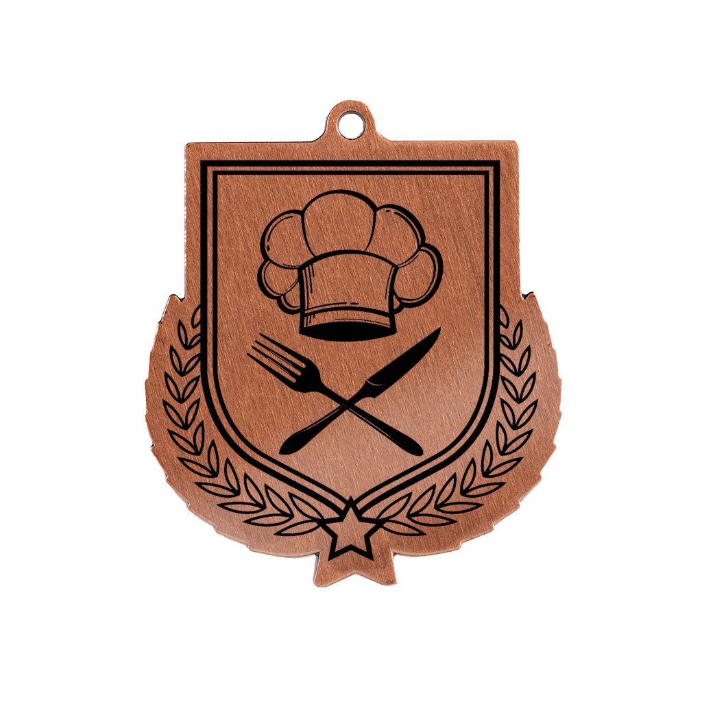 Colour Printed Cooking Shield Shaped Medal