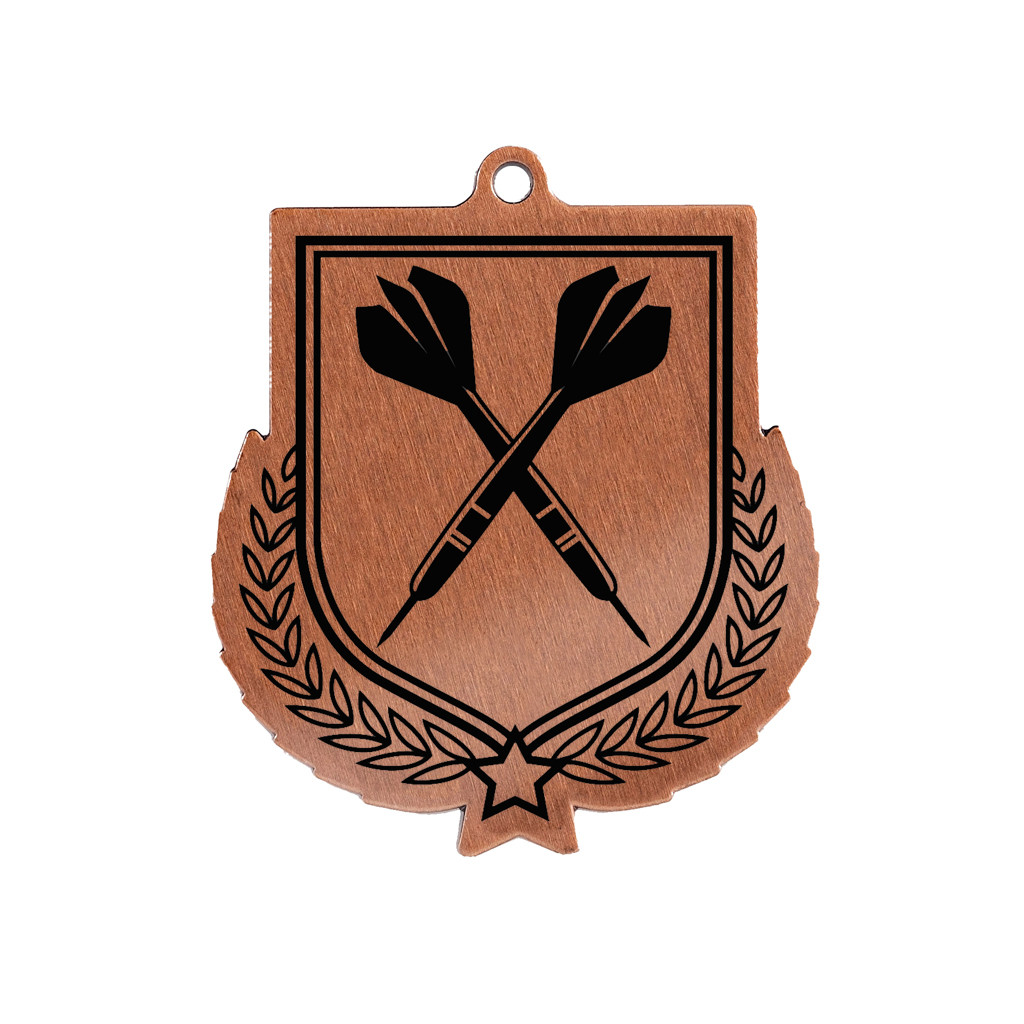 Colour Printed Darts Shield Shaped Medal