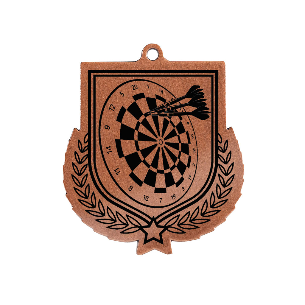 Colour Printed Darts Shield Shaped Medal