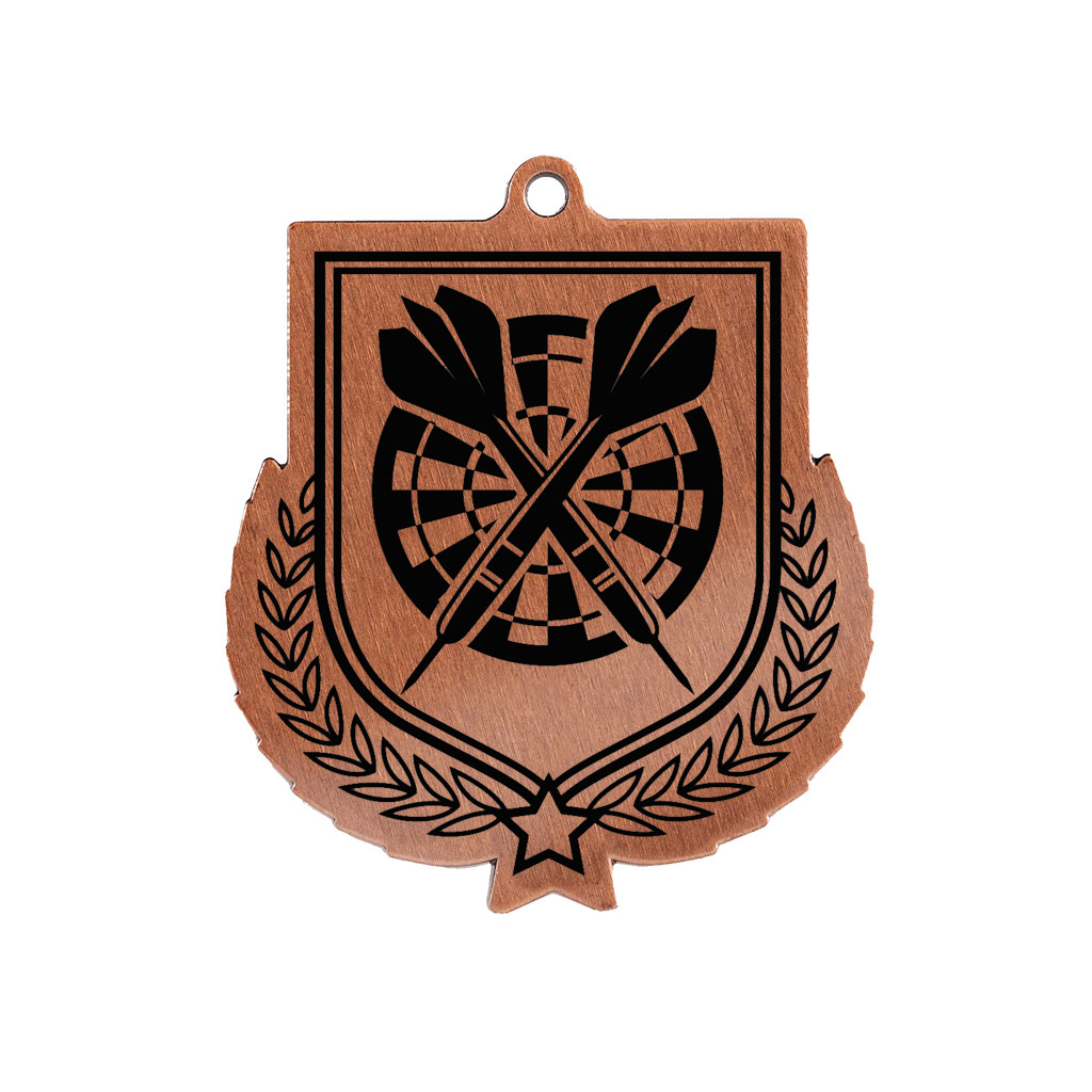 Colour Printed Darts Shield Shaped Medal