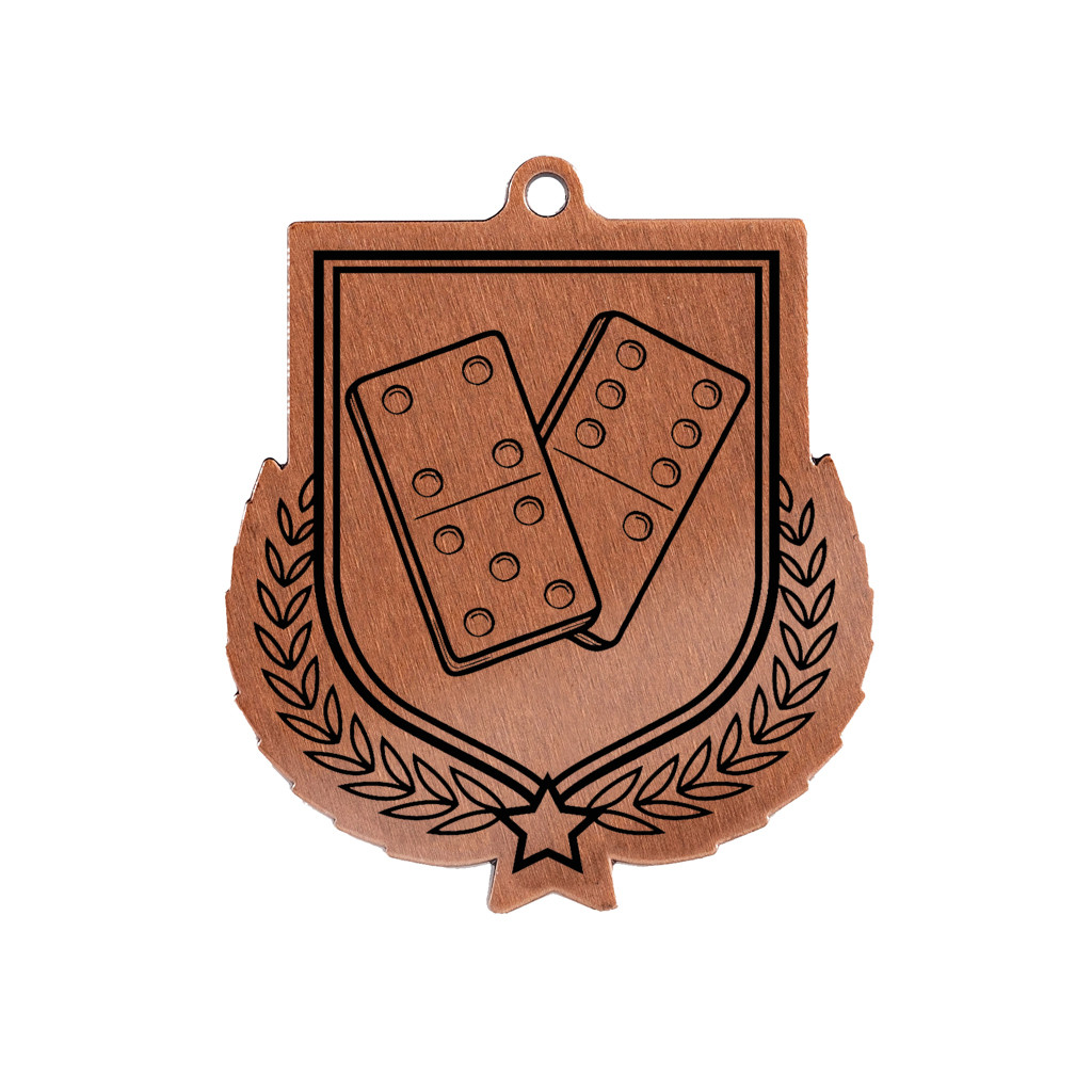 Colour Printed Dominoes Shield Shaped Medal