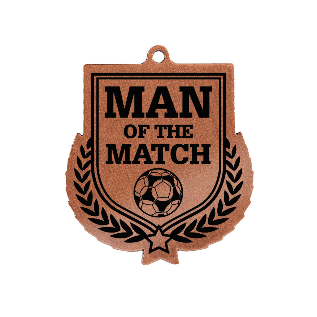 Colour Printed Football Man of the Match Shield Shaped Medal
