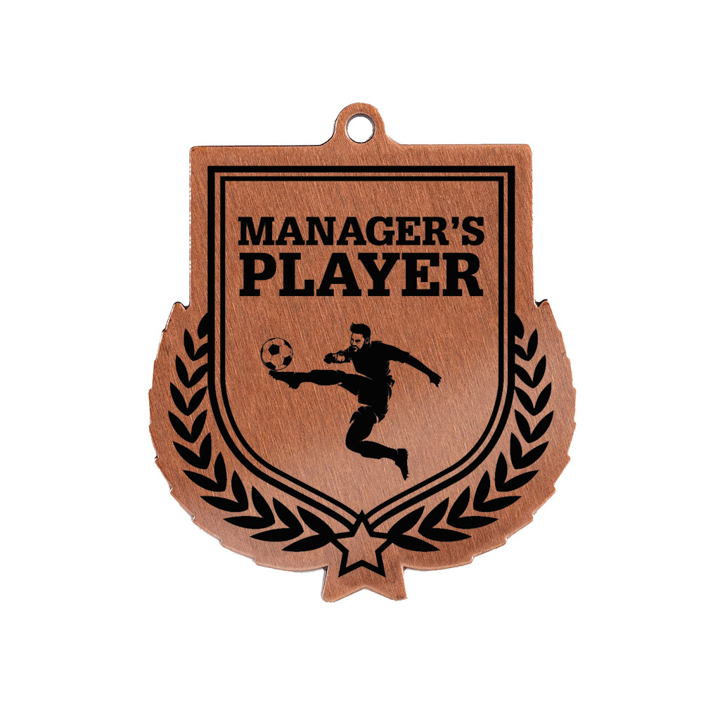 Colour Printed Football Manager's Player Shield Shaped Medal