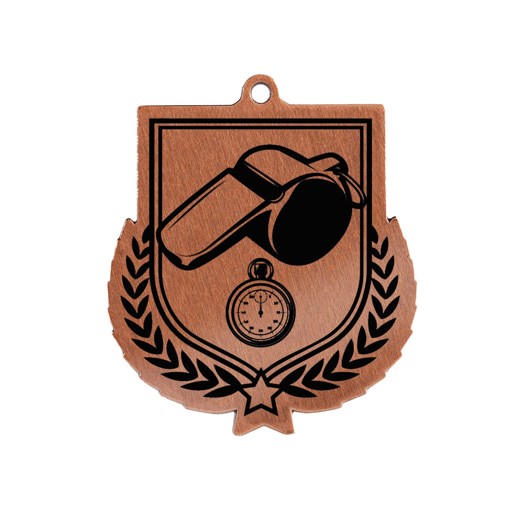 Colour Printed Football Referee Shield Shaped Medal