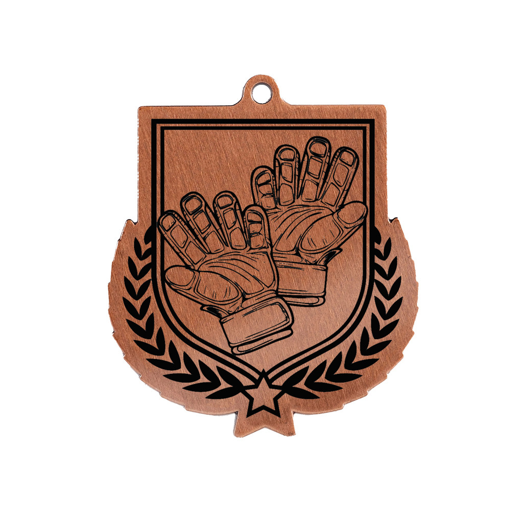 Colour Printed Football Gloves Shield Shaped Medal